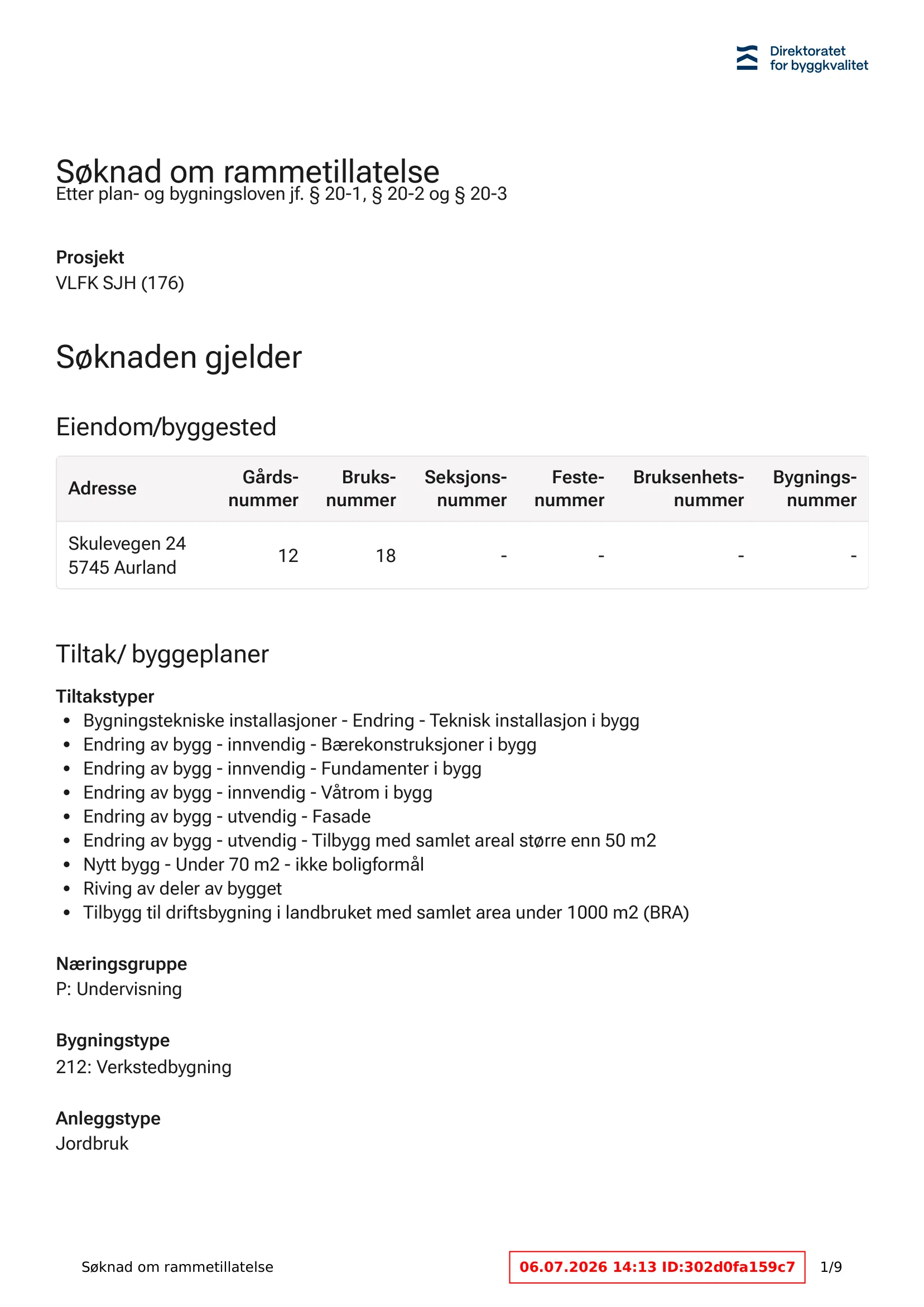 Søknad om rammetillatelse