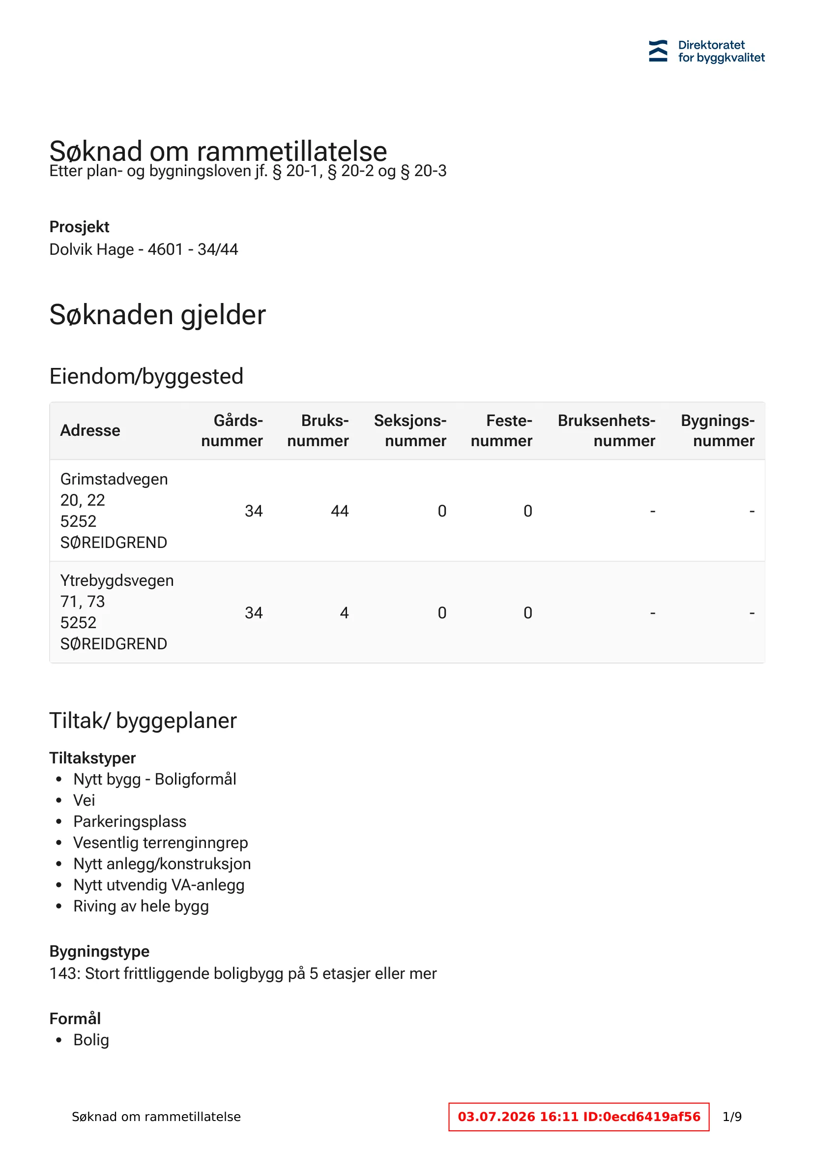 Søknad om rammetillatelse