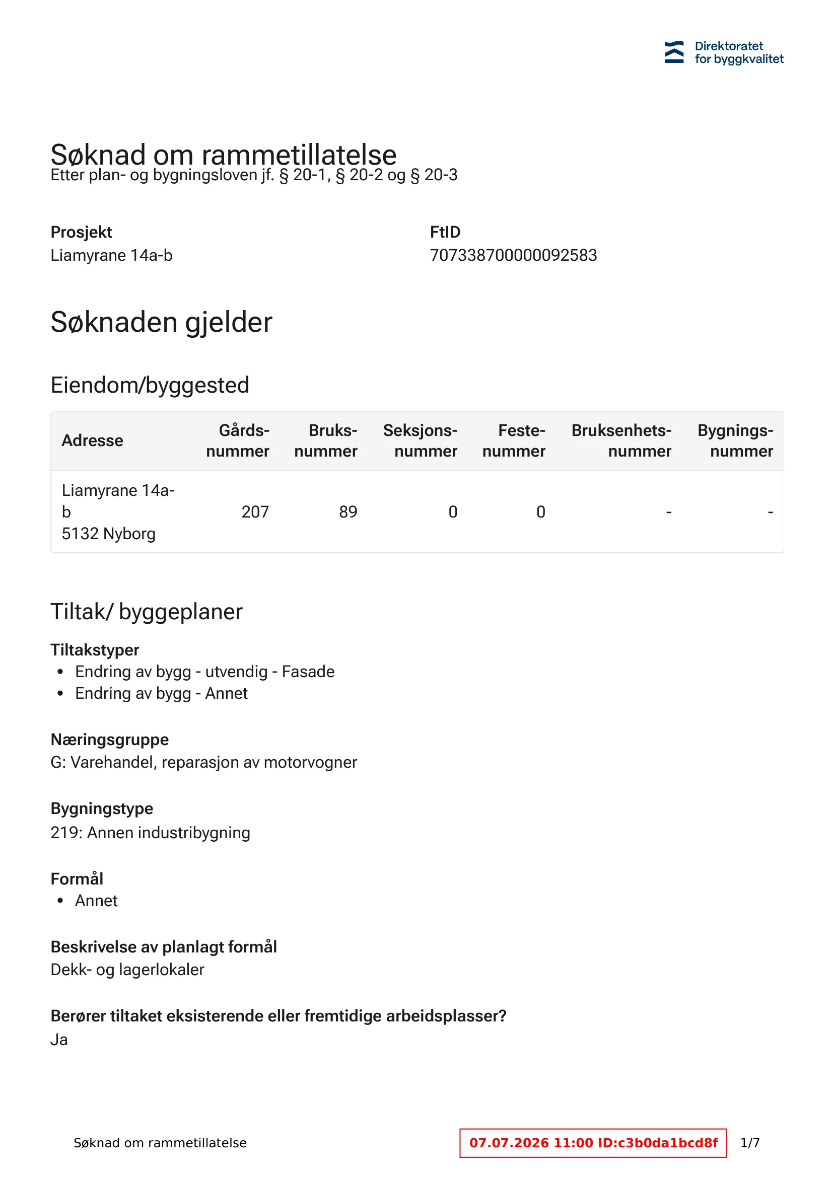 Søknad om rammetillatelse
