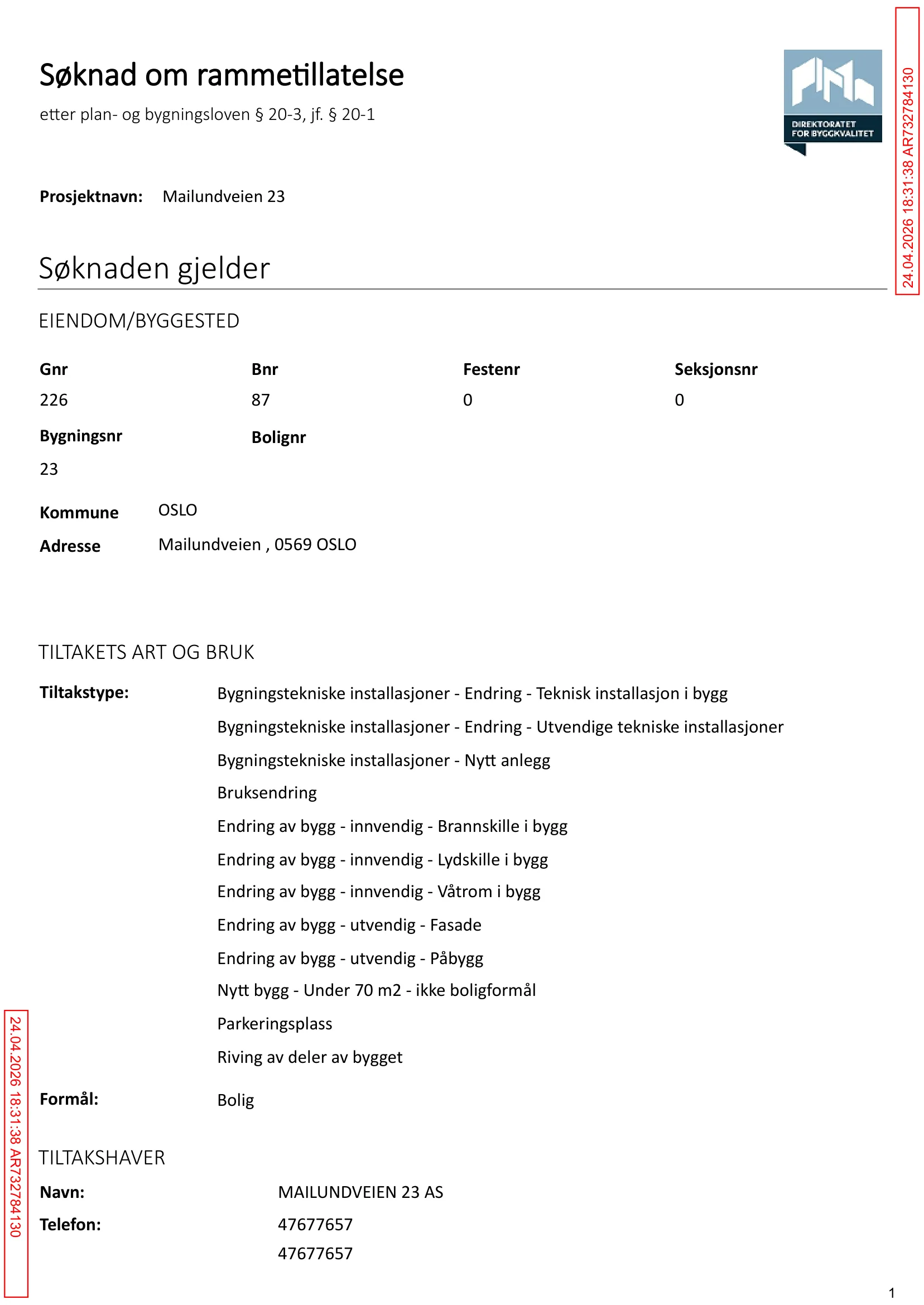 Søknad om rammetillatelse