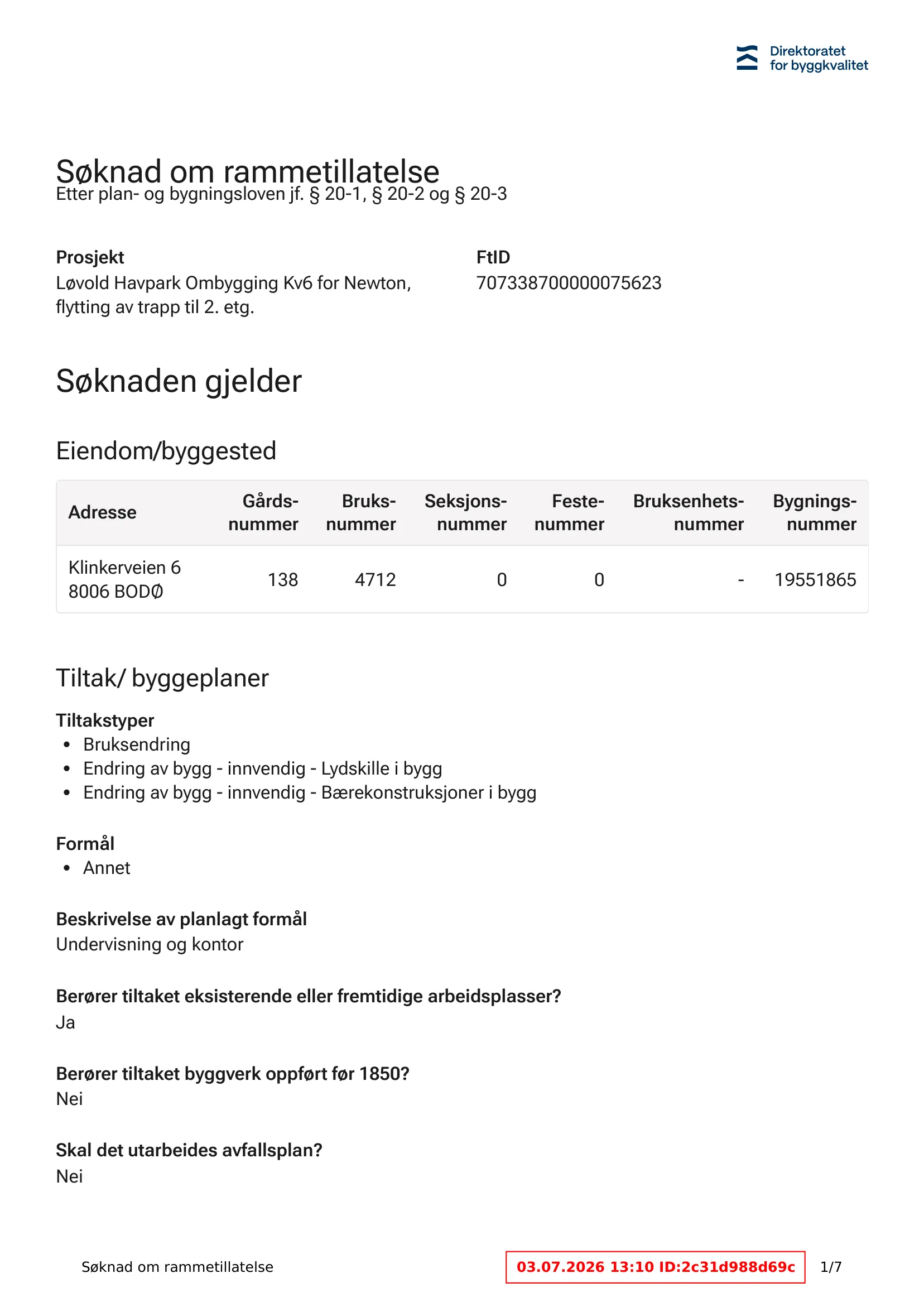 Søknad om rammetillatelse