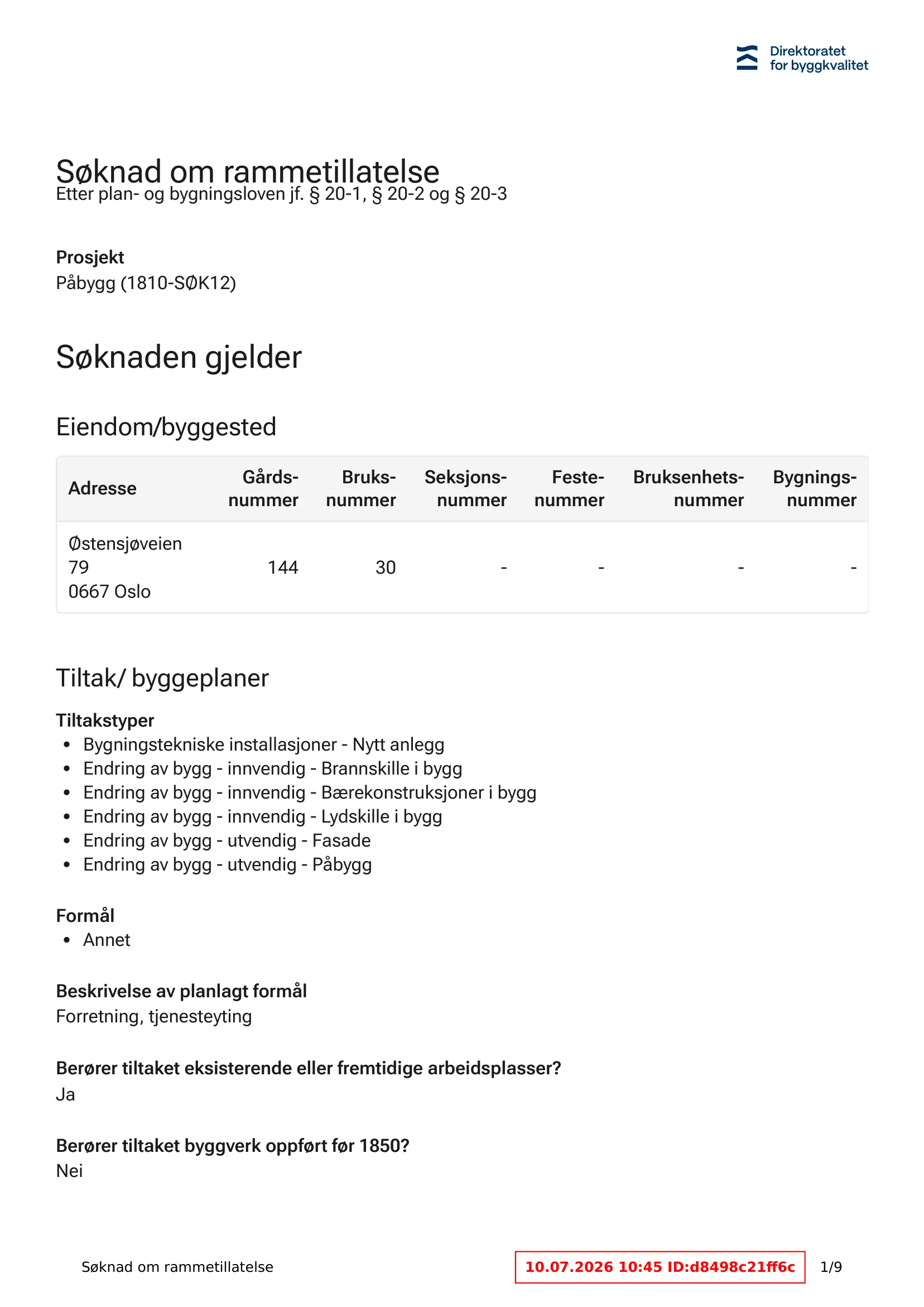 Søknad om rammetillatelse