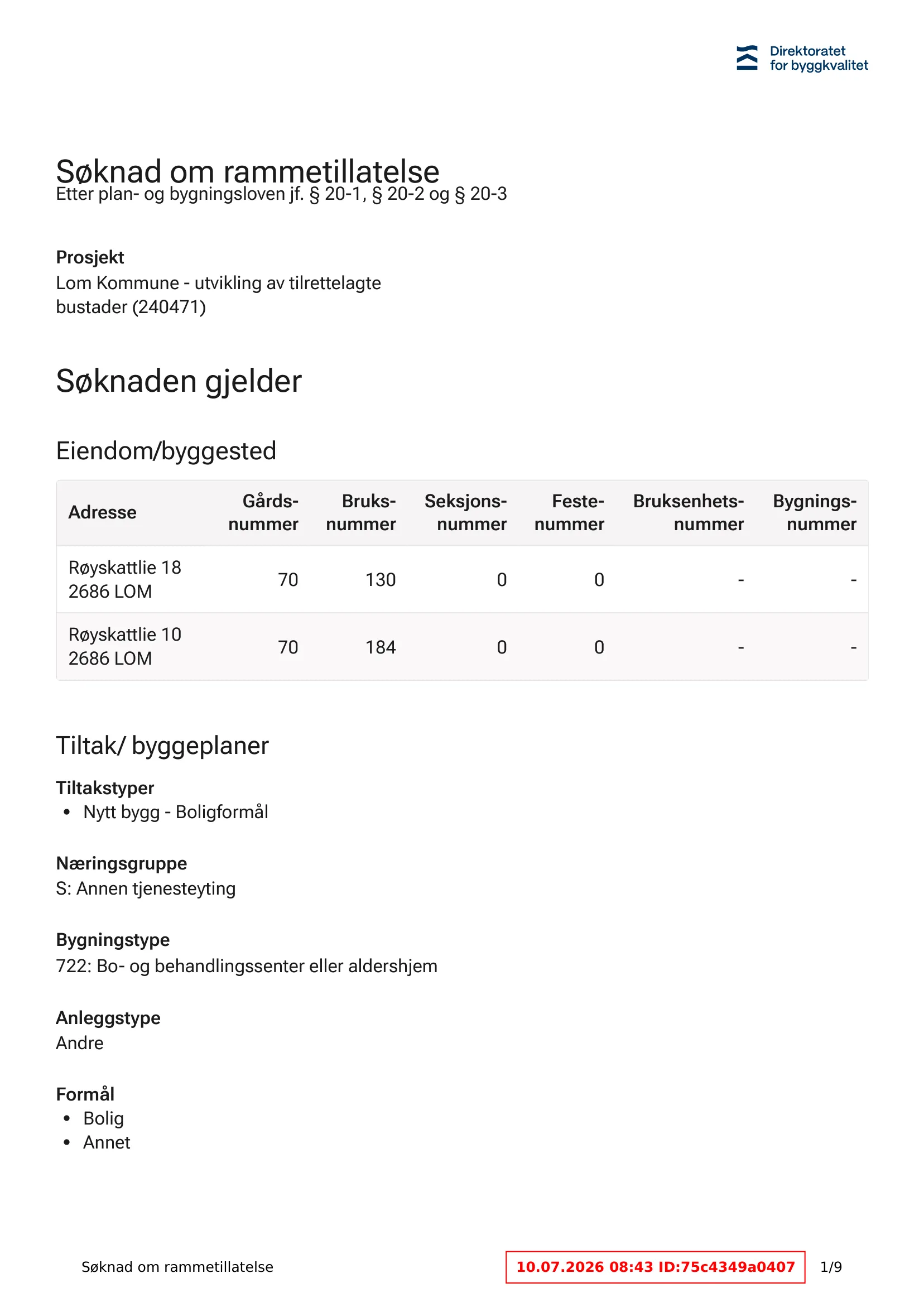 Søknad om rammetillatelse