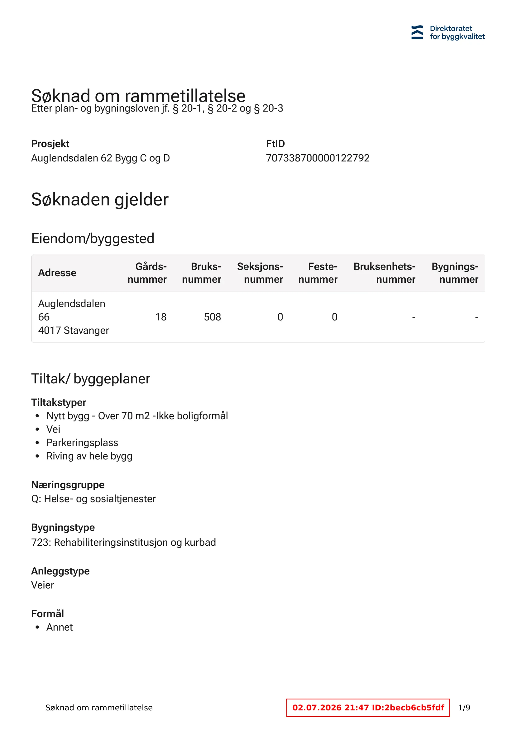 Søknad om rammetillatelse