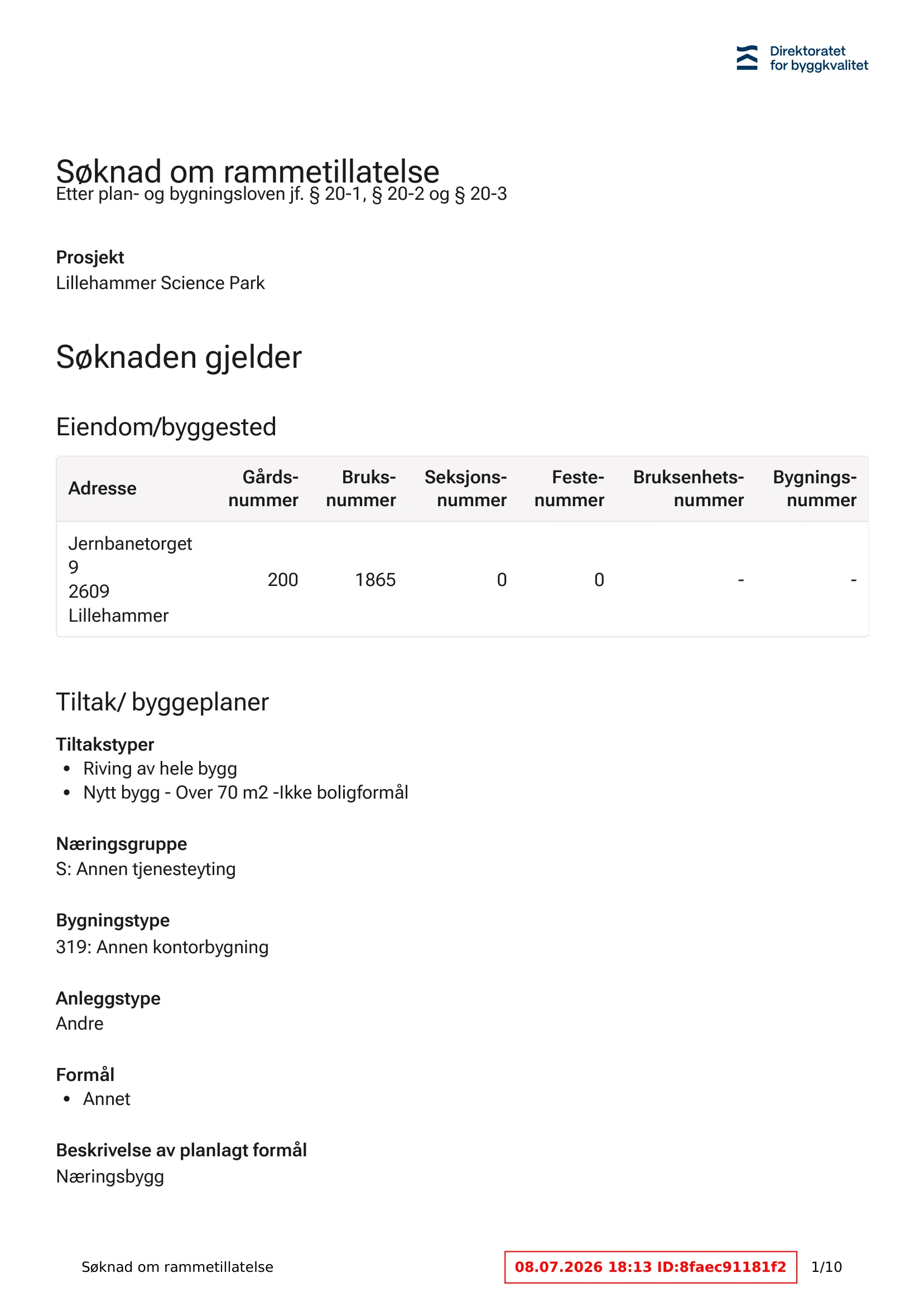 Søknad om rammetillatelse