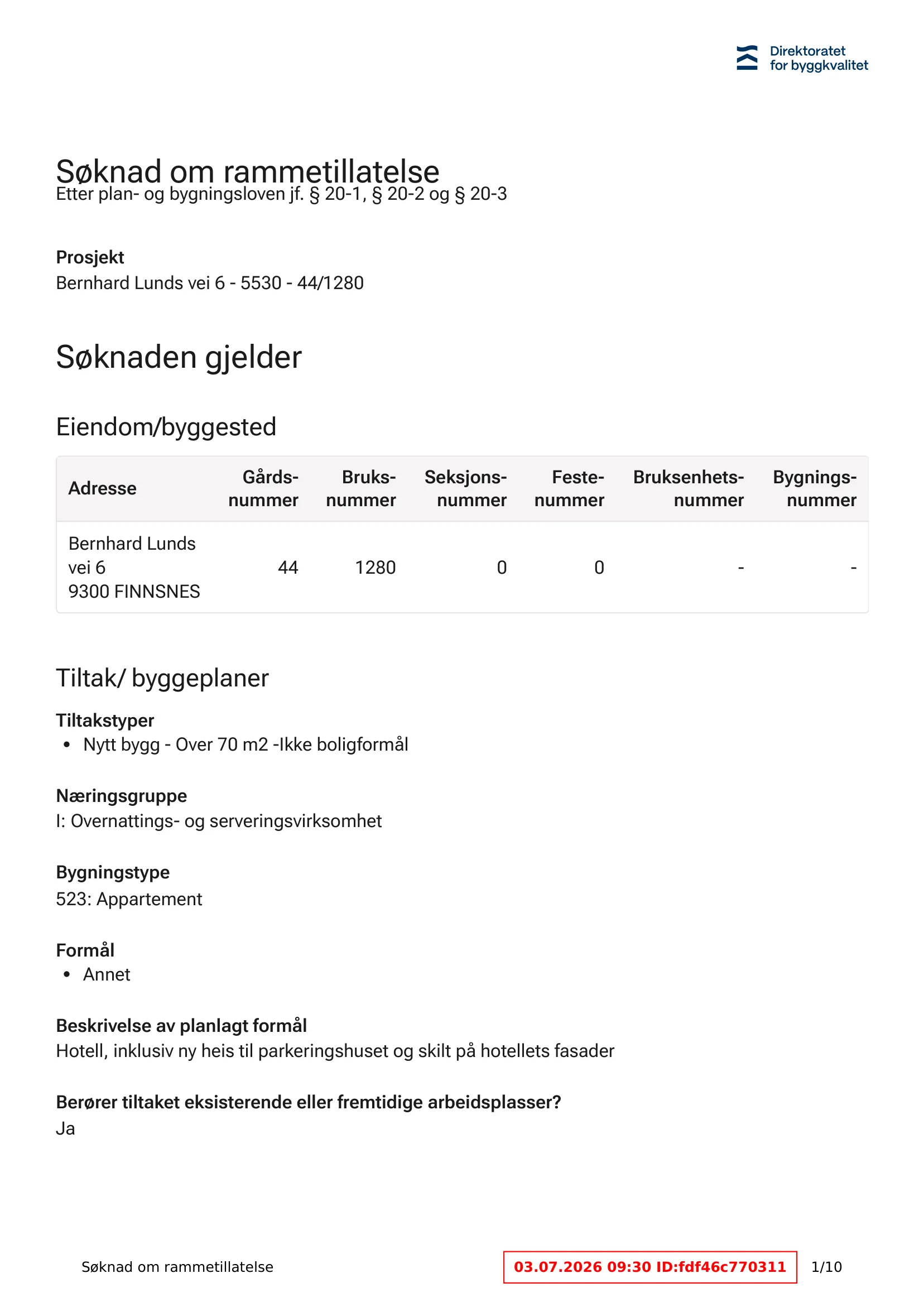 Søknad om rammetillatelse