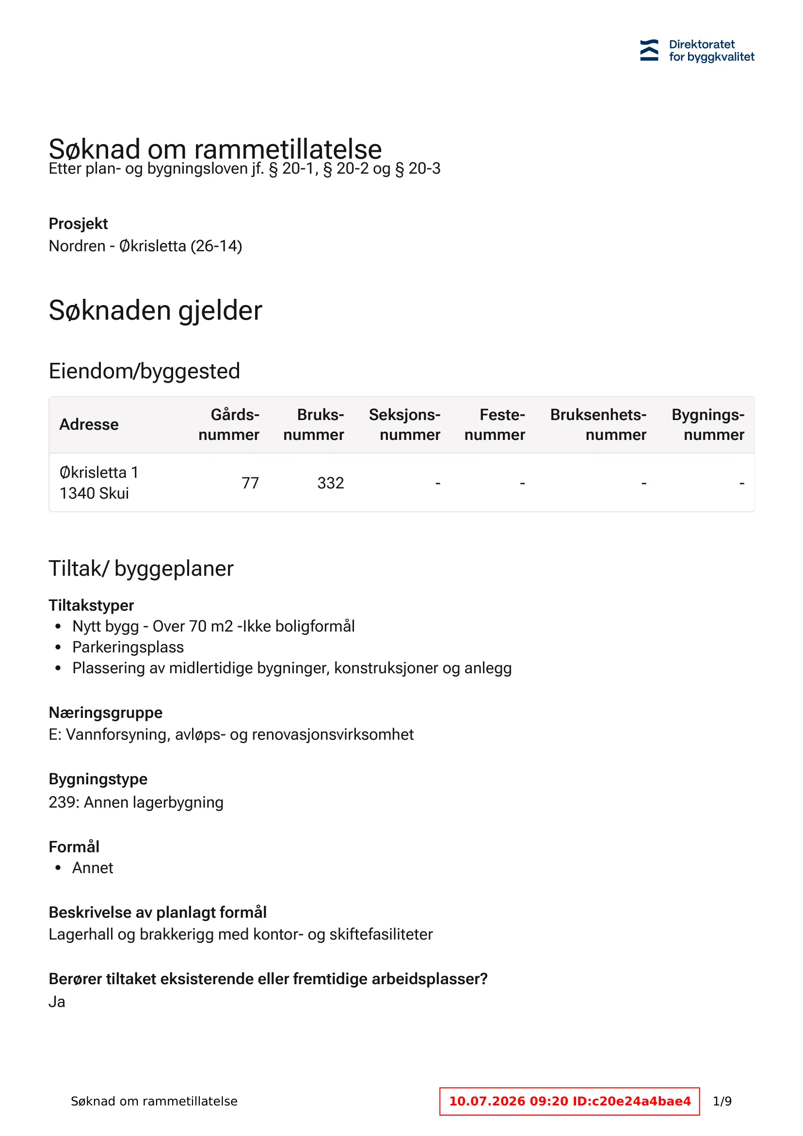 Søknad om rammetillatelse