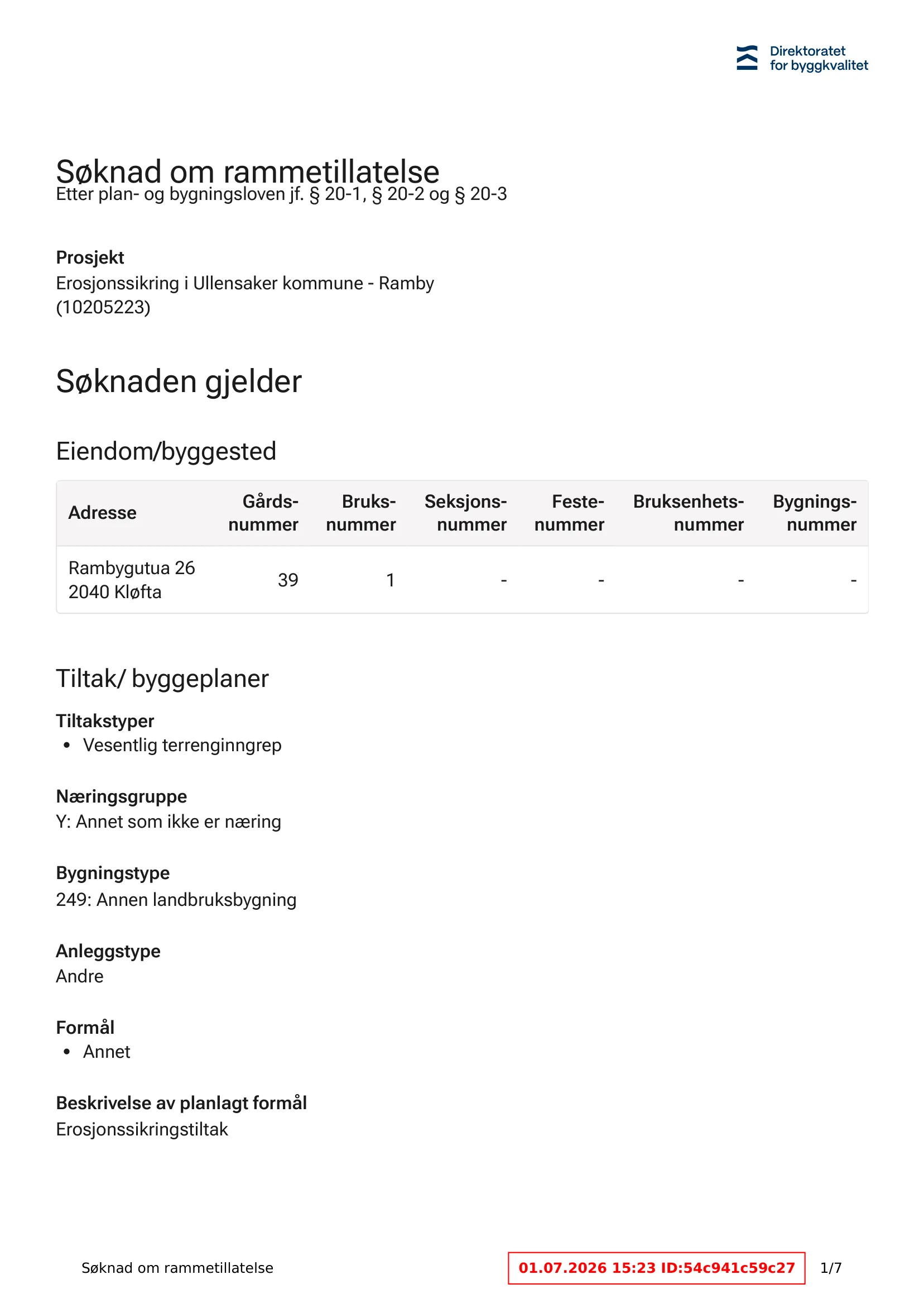 Søknad om rammetillatelse