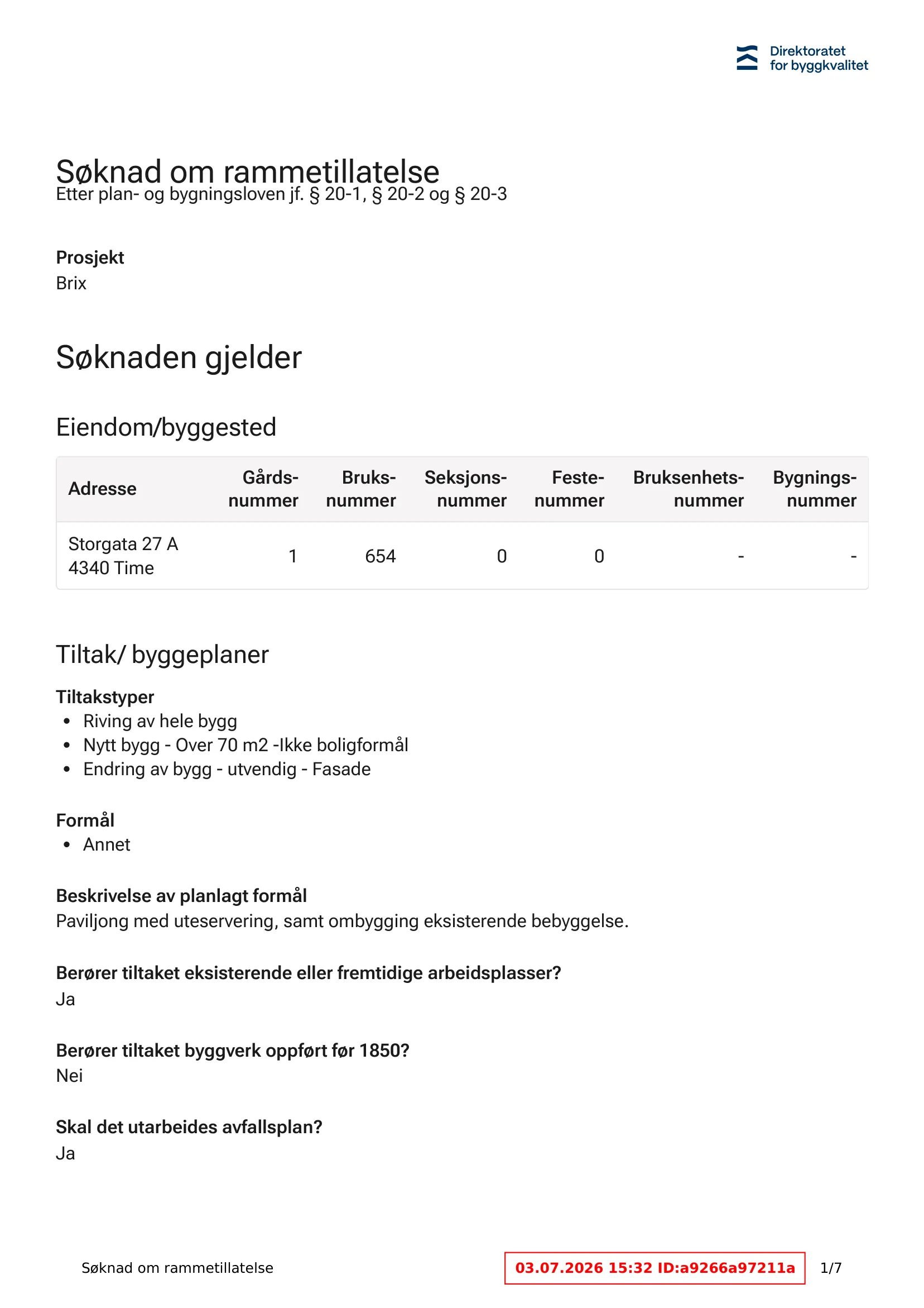 Søknad om rammetillatelse