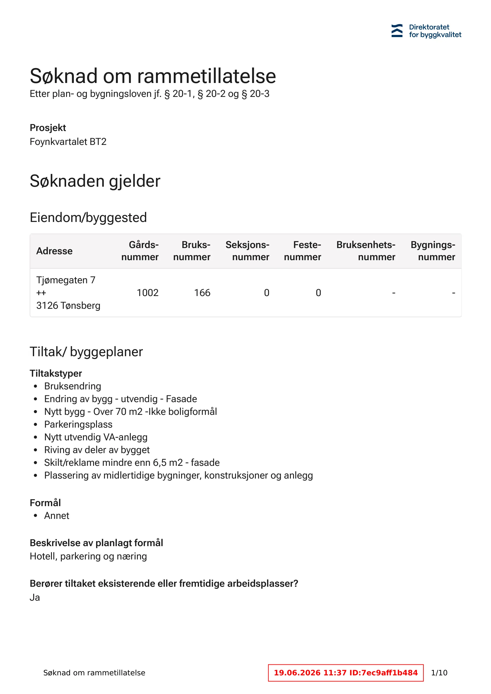 Søknad om rammetillatelse