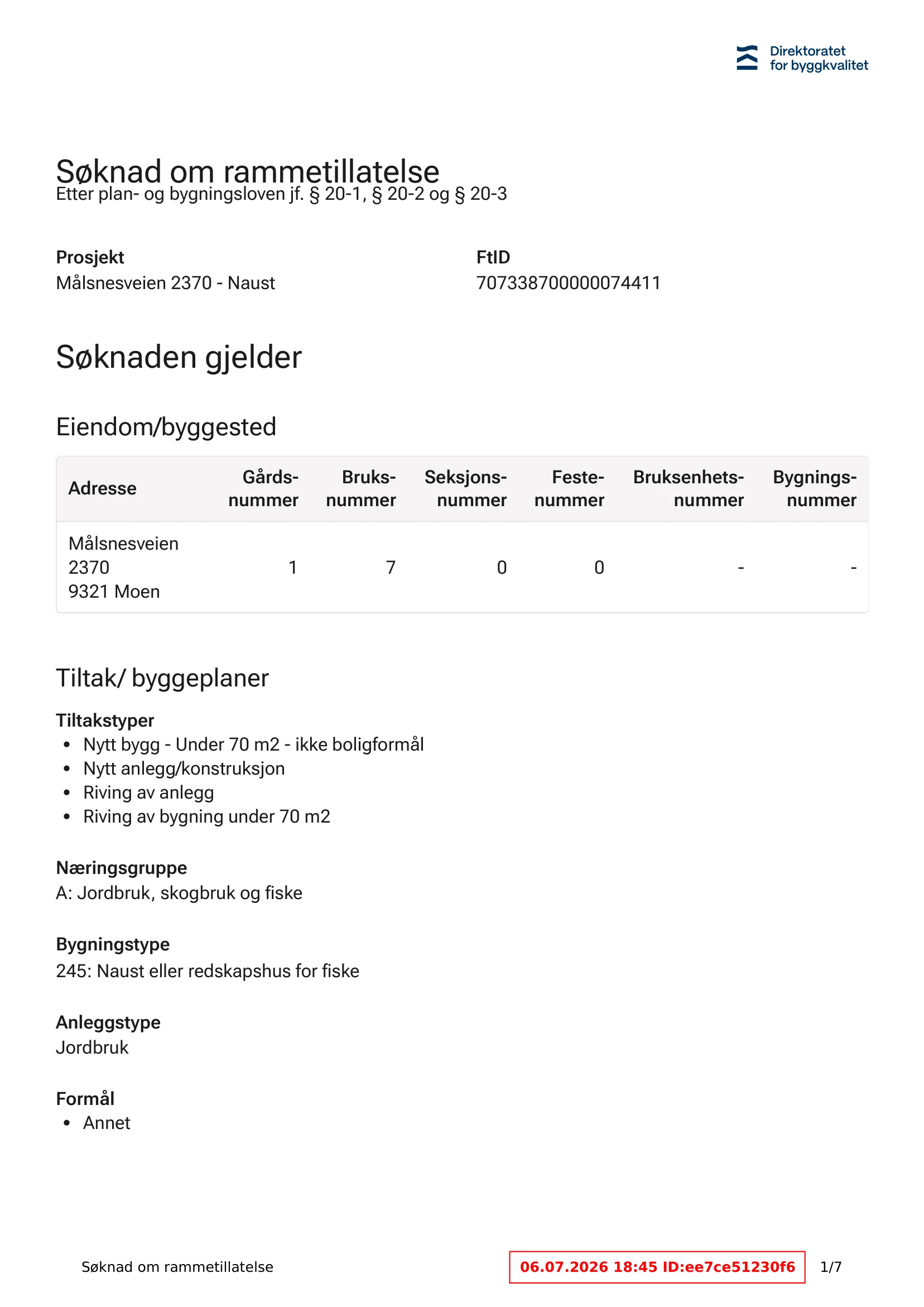 Søknad om rammetillatelse