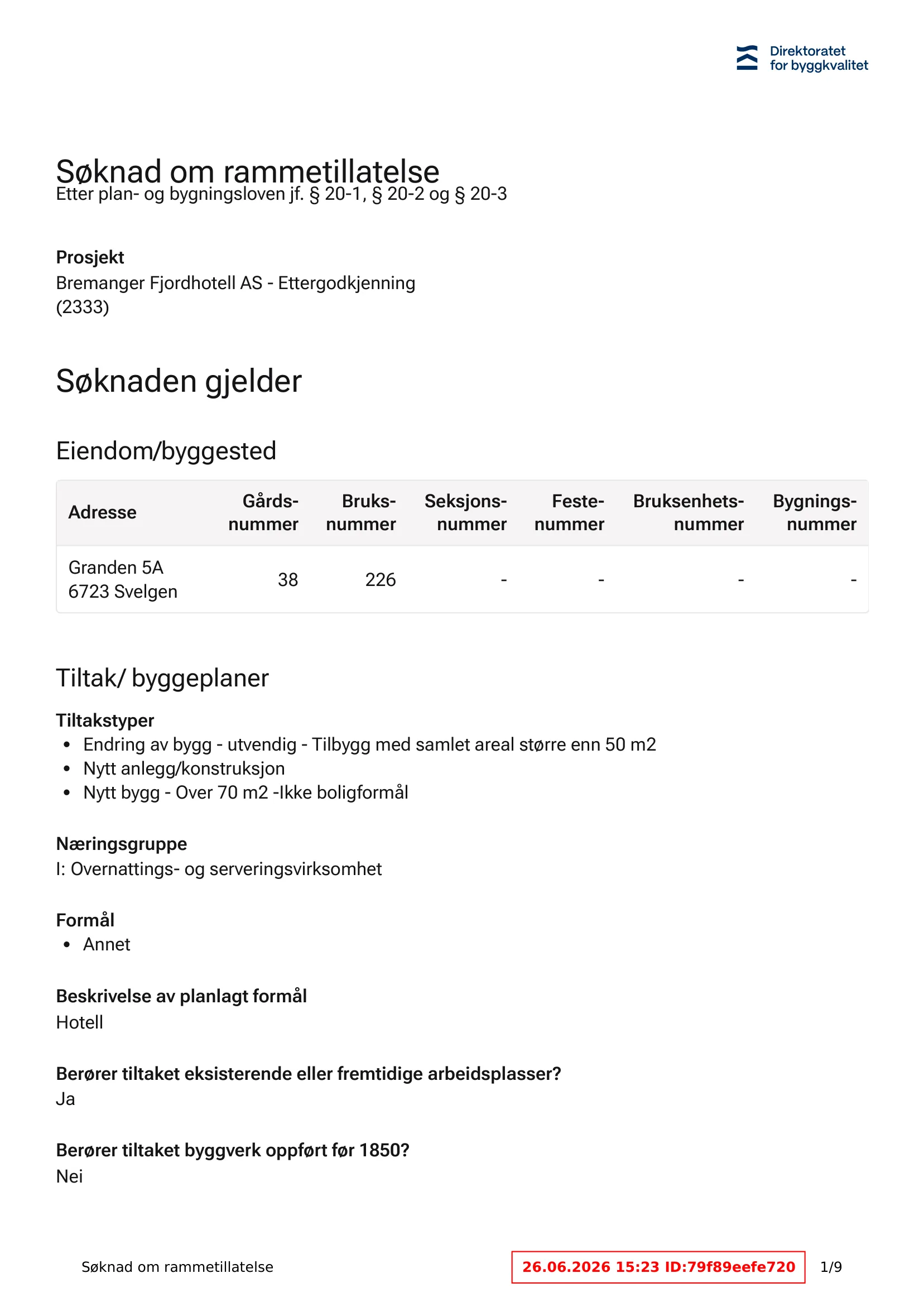 Søknad om rammetillatelse