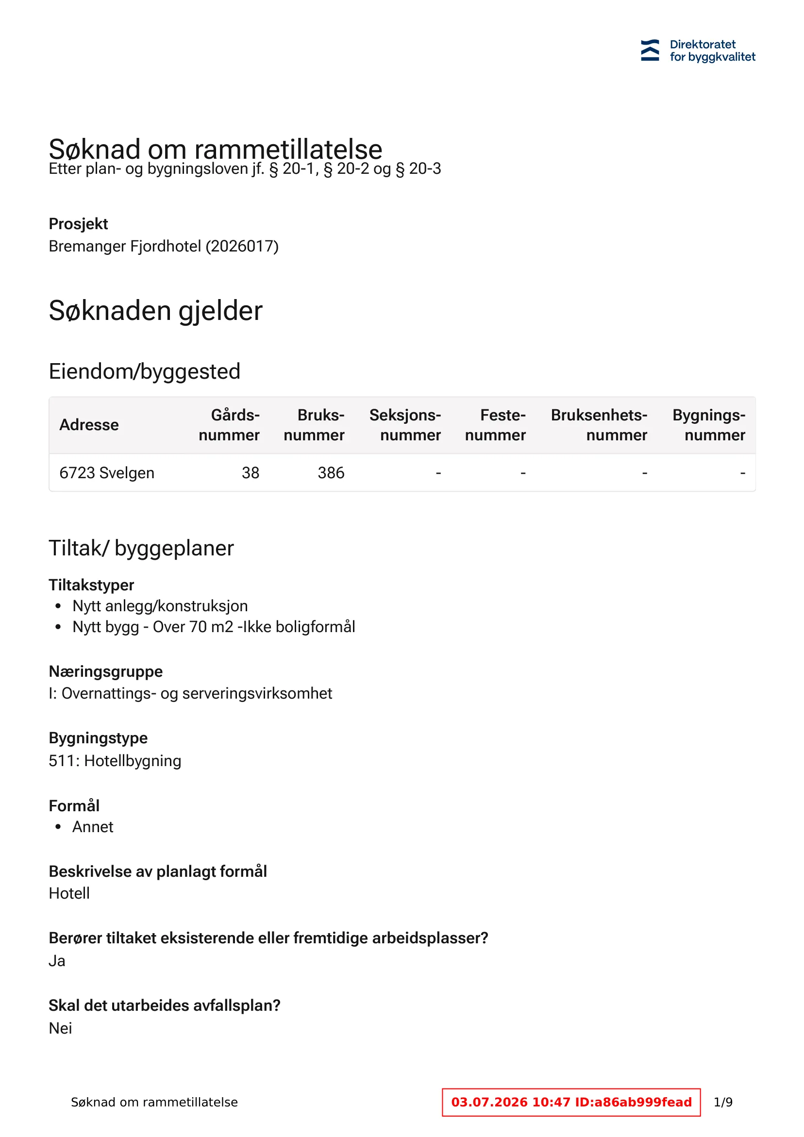 Søknad om rammetillatelse