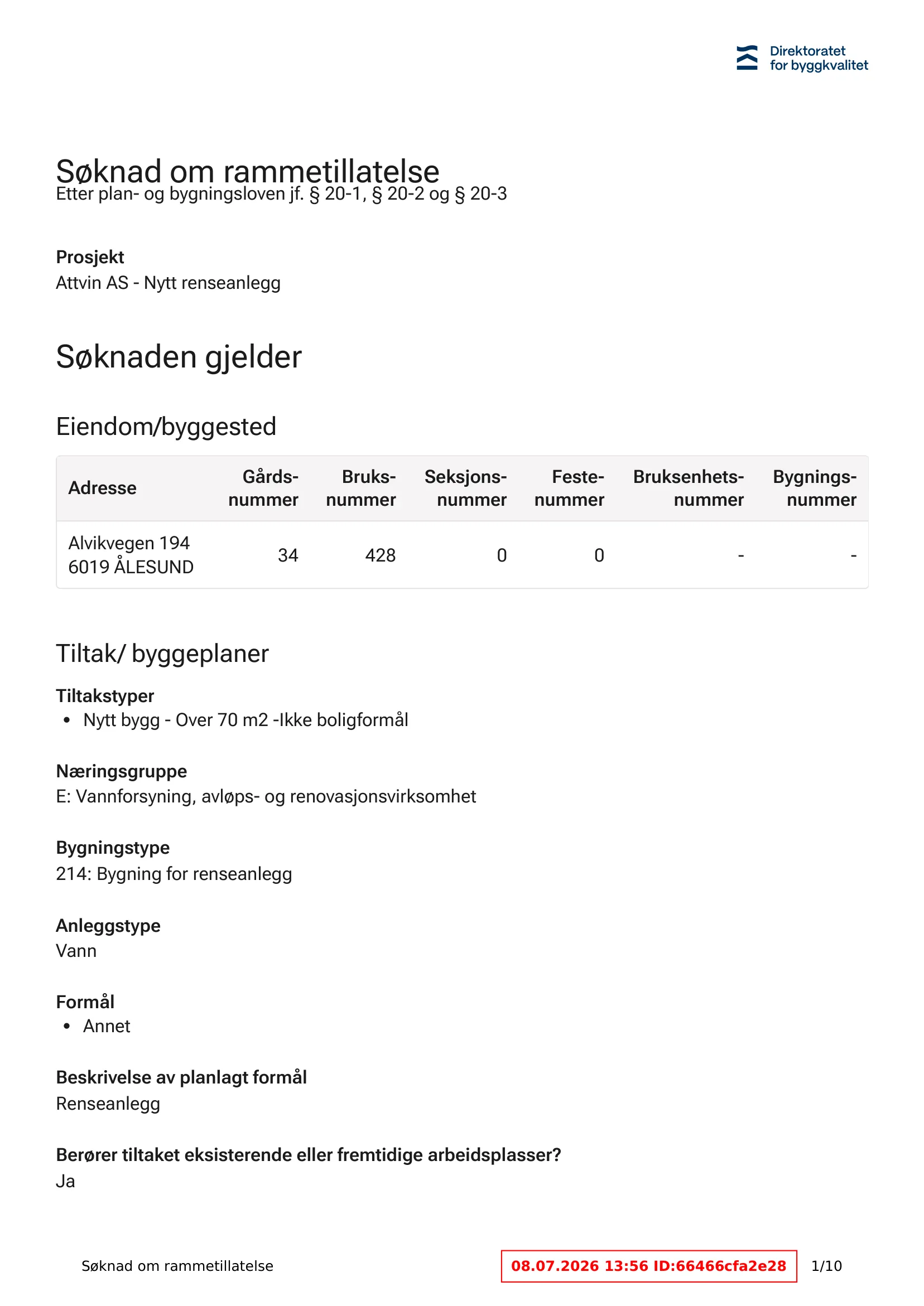 Søknad om rammetillatelse