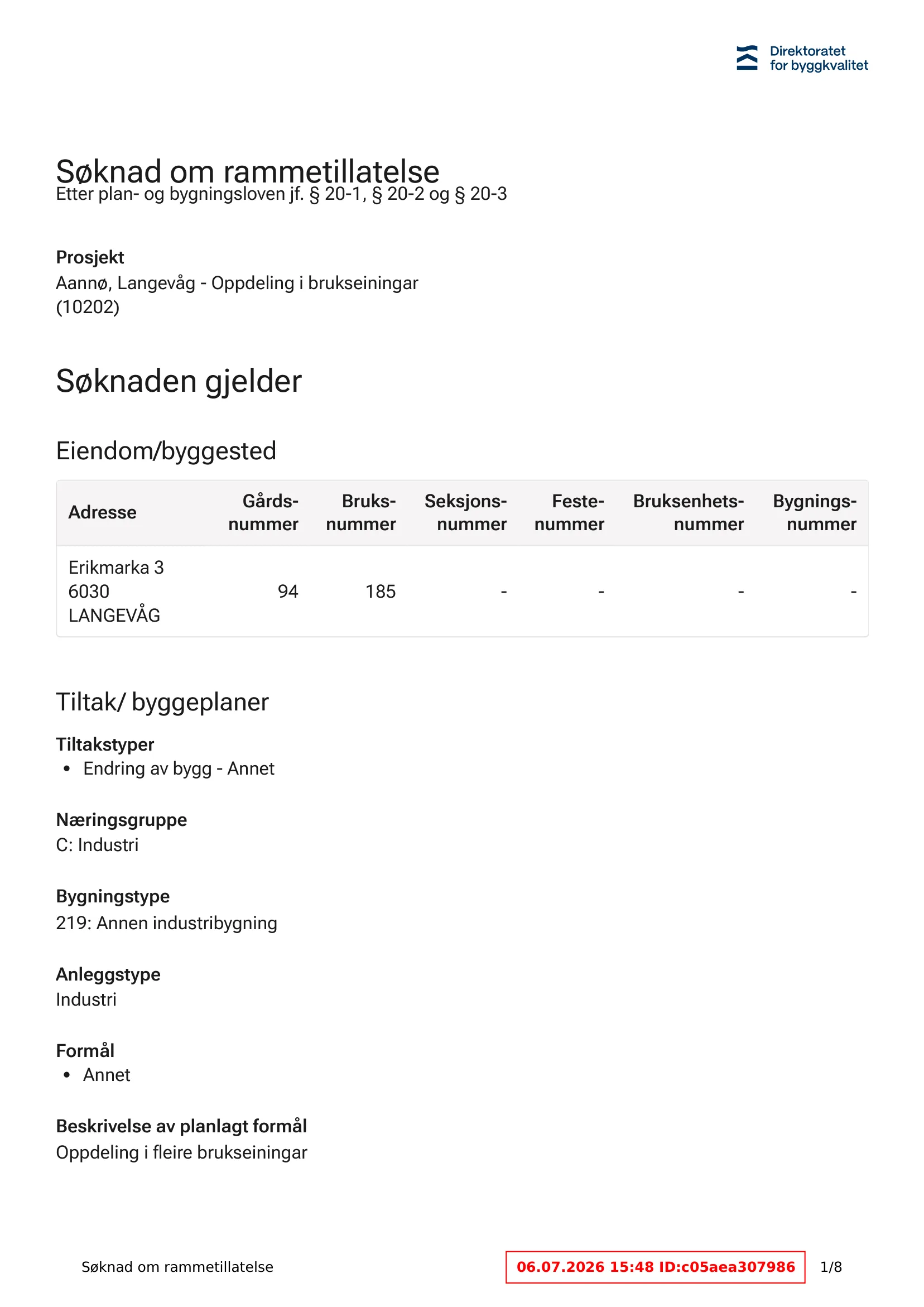Søknad om rammetillatelse