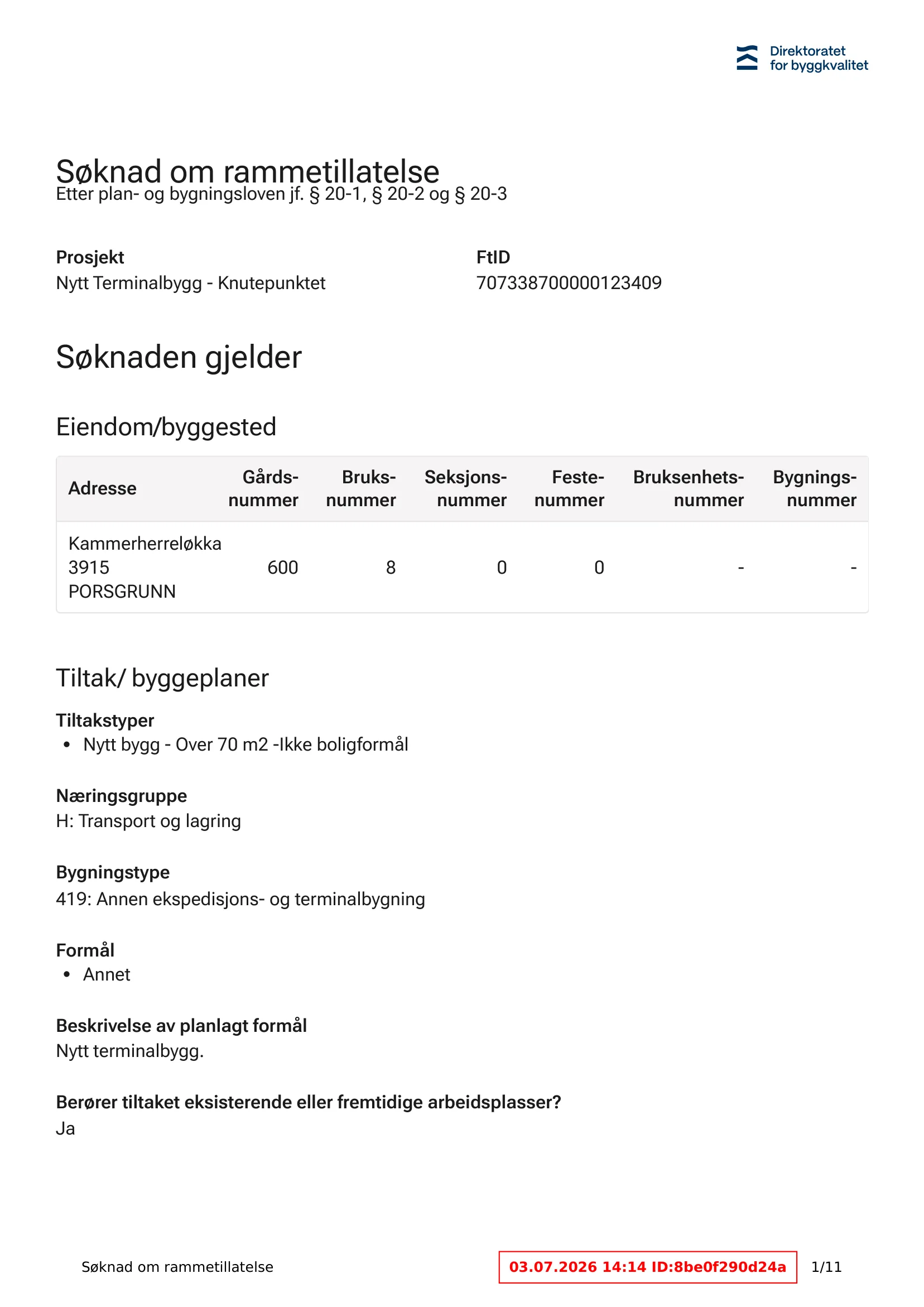 Søknad om rammetillatelse