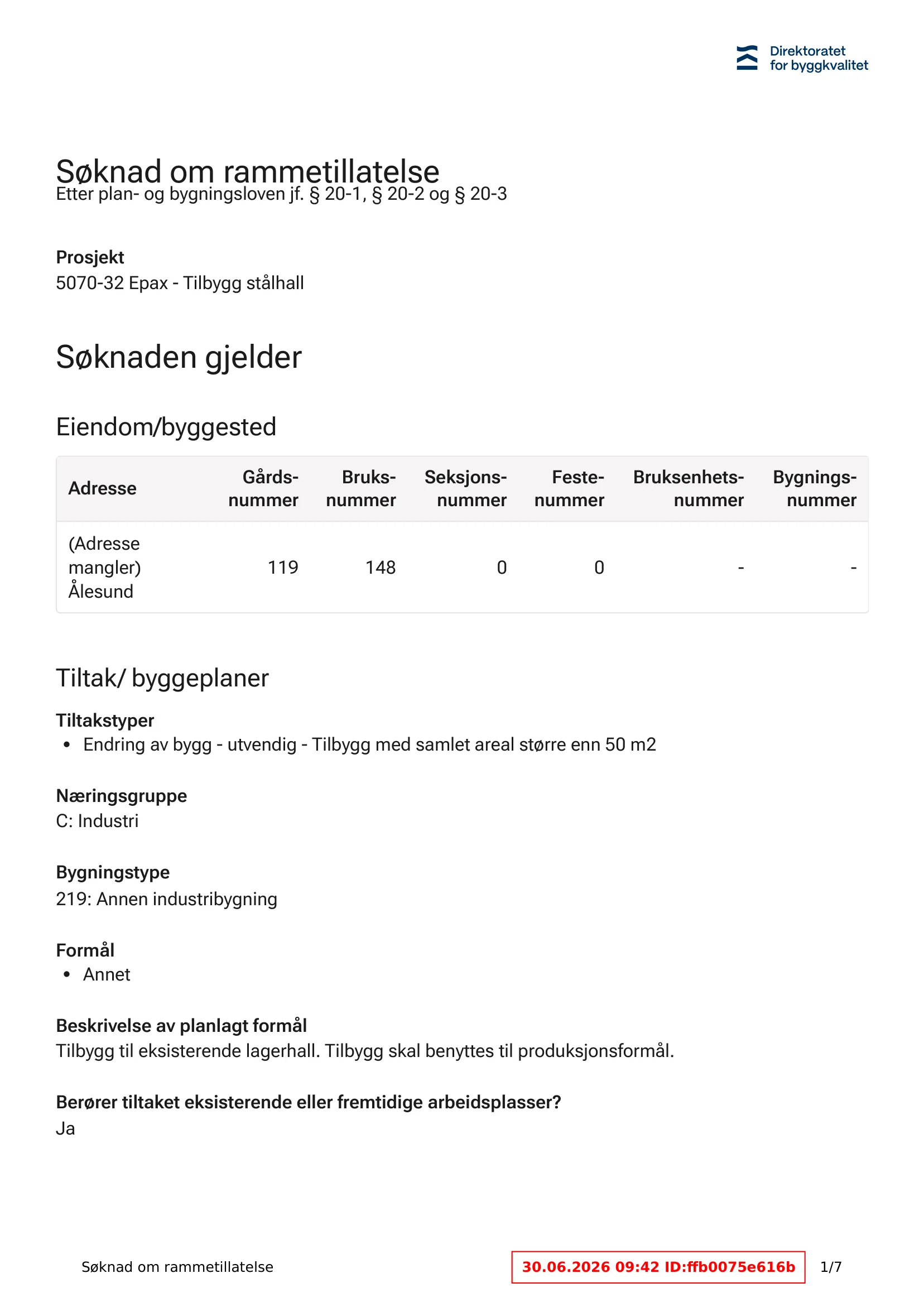 Søknad om rammetillatelse