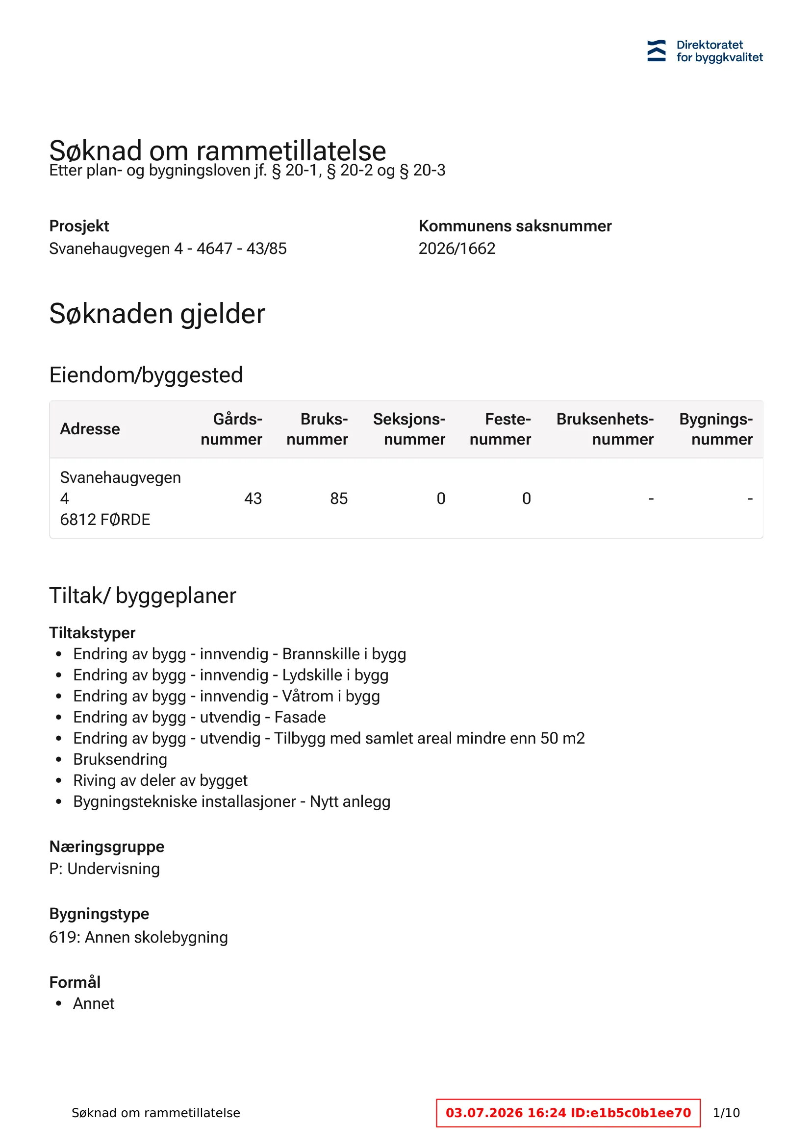 Søknad om rammetillatelse