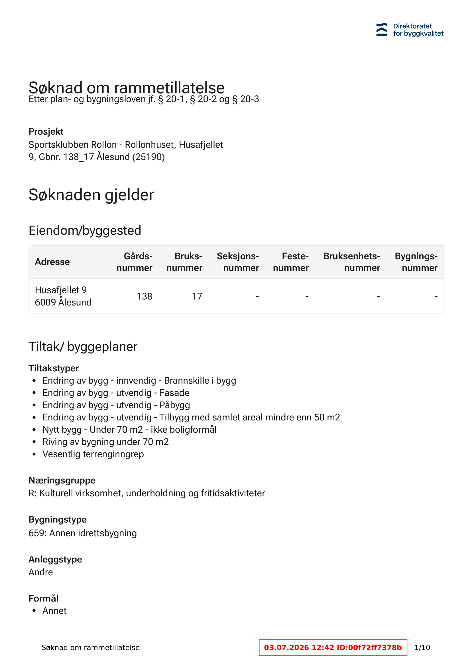 Søknad om rammetillatelse