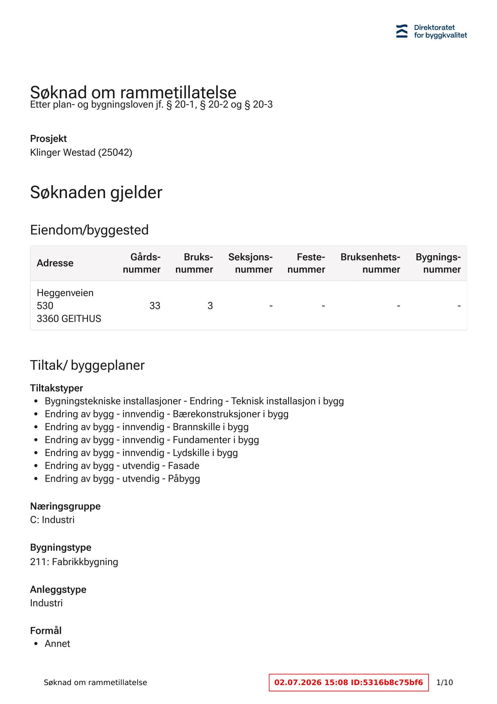 Søknad om rammetillatelse