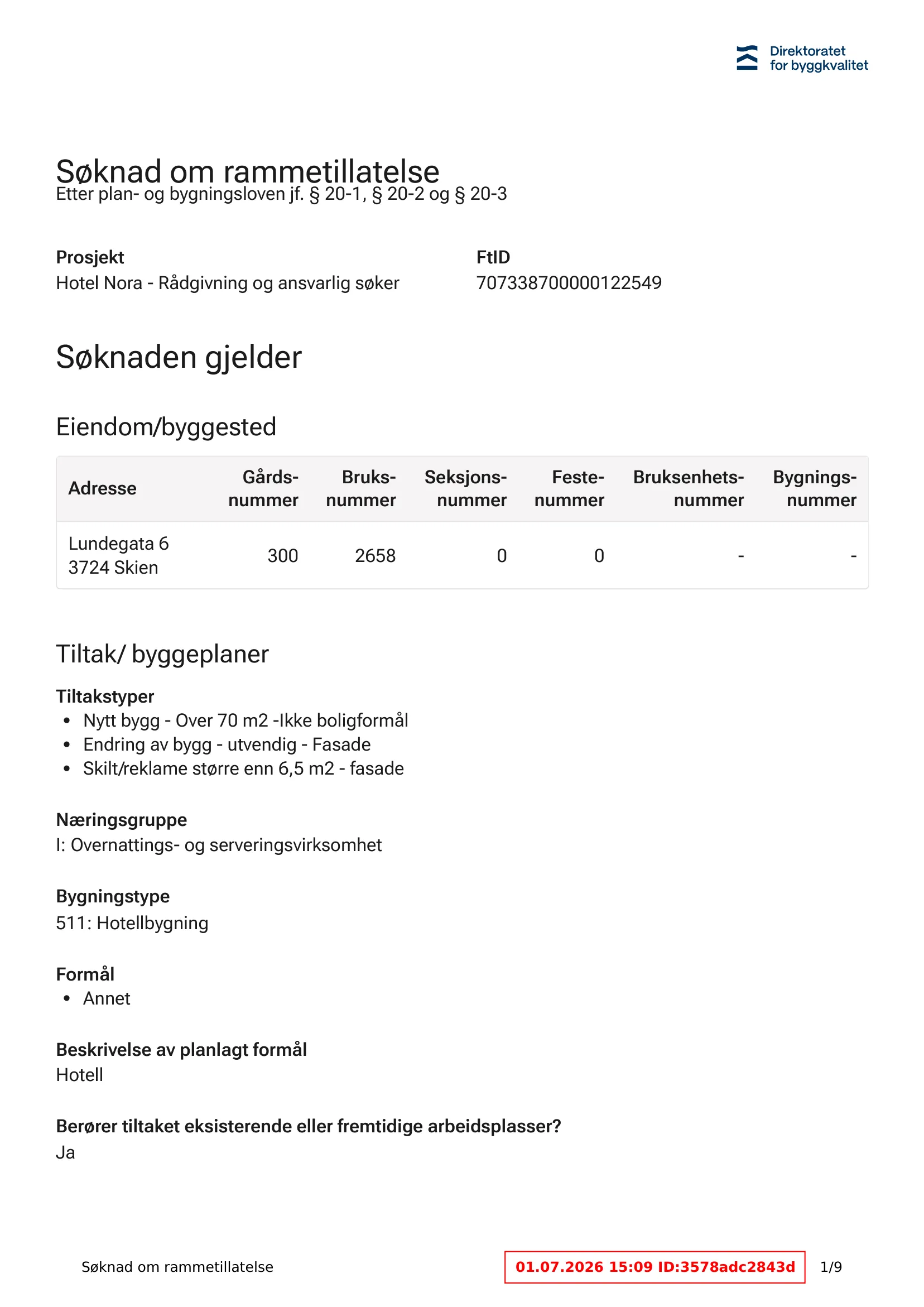 Søknad om rammetillatelse