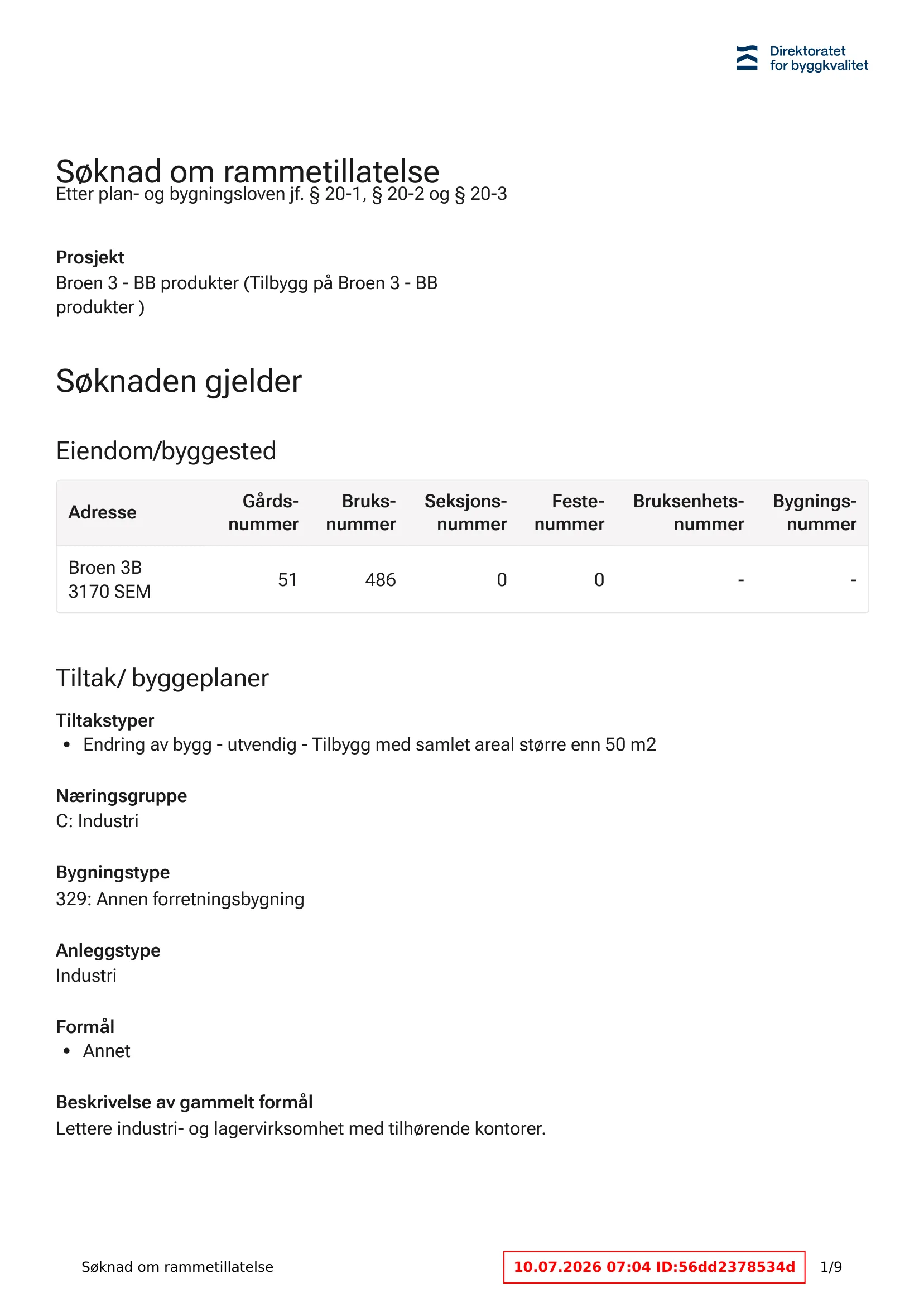 Søknad om rammetillatelse