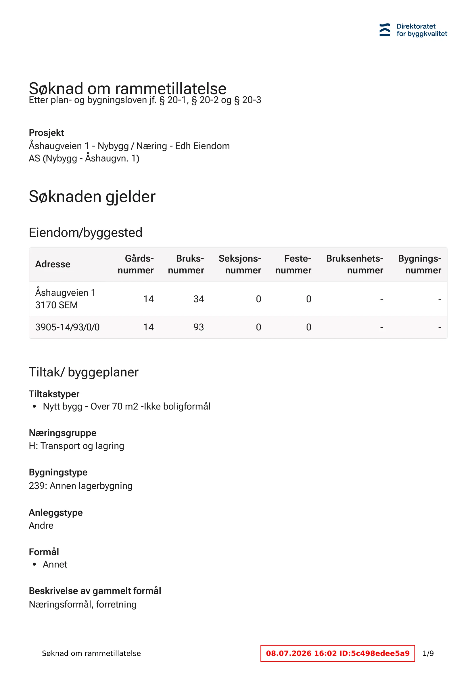 Søknad om rammetillatelse
