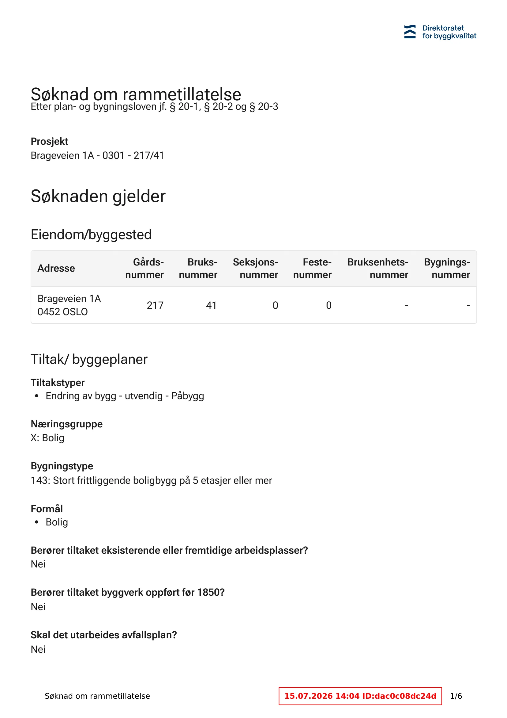 Søknad om rammetillatelse
