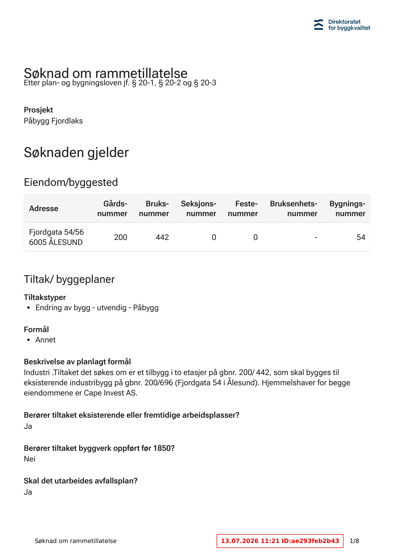 Søknad om rammetillatelse