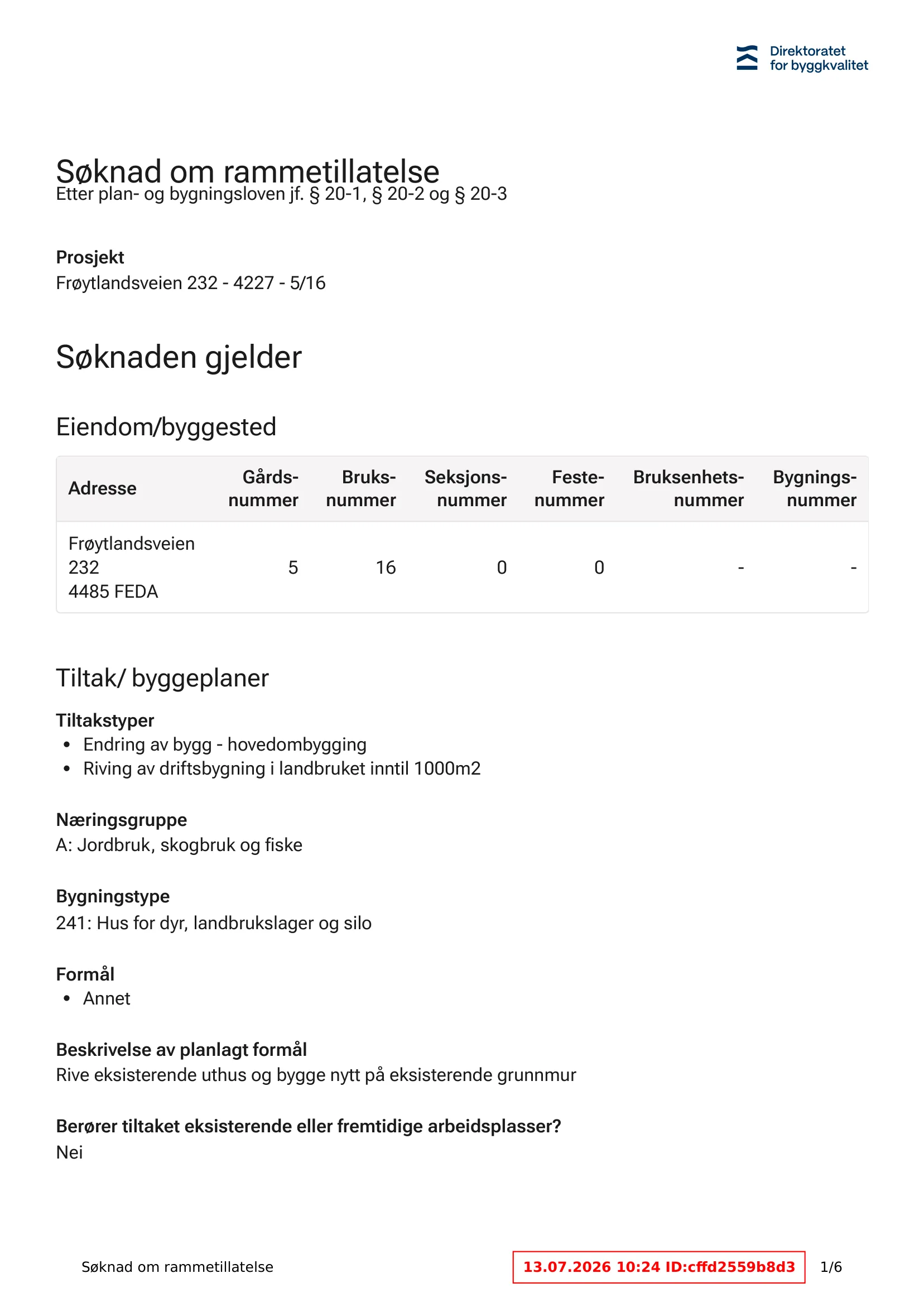 Søknad om rammetillatelse