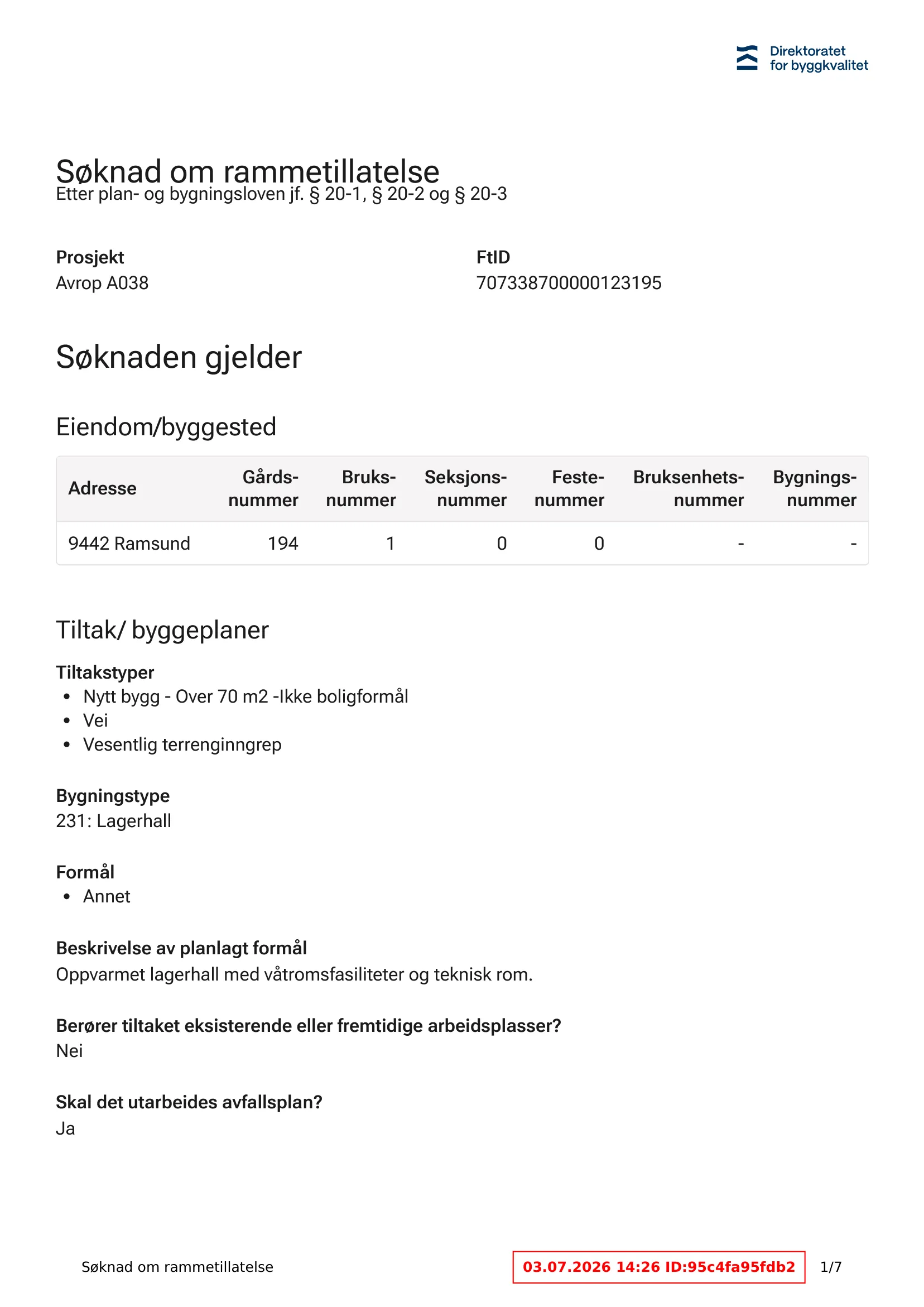 Søknad om rammetillatelse