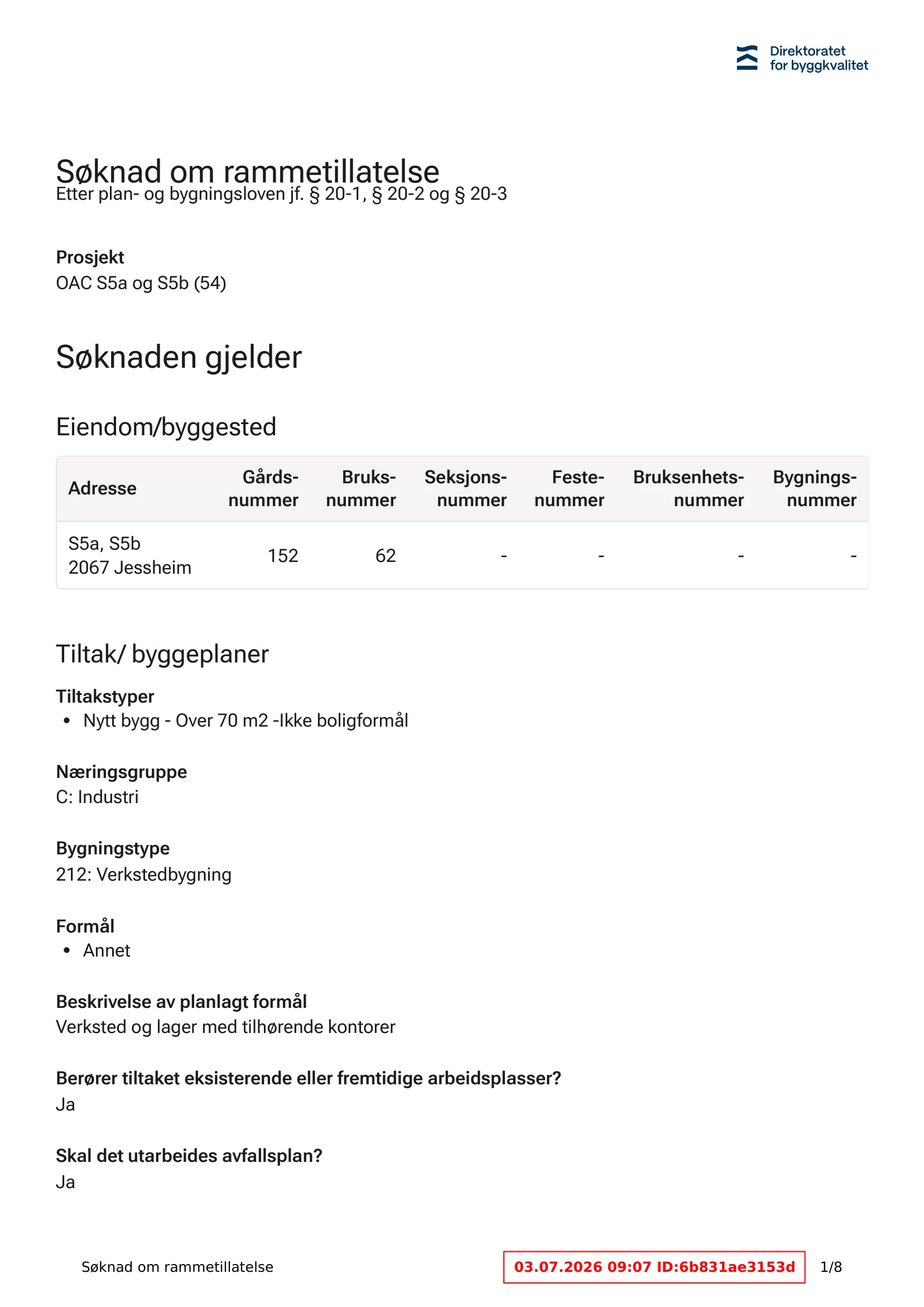 Søknad om rammetillatelse