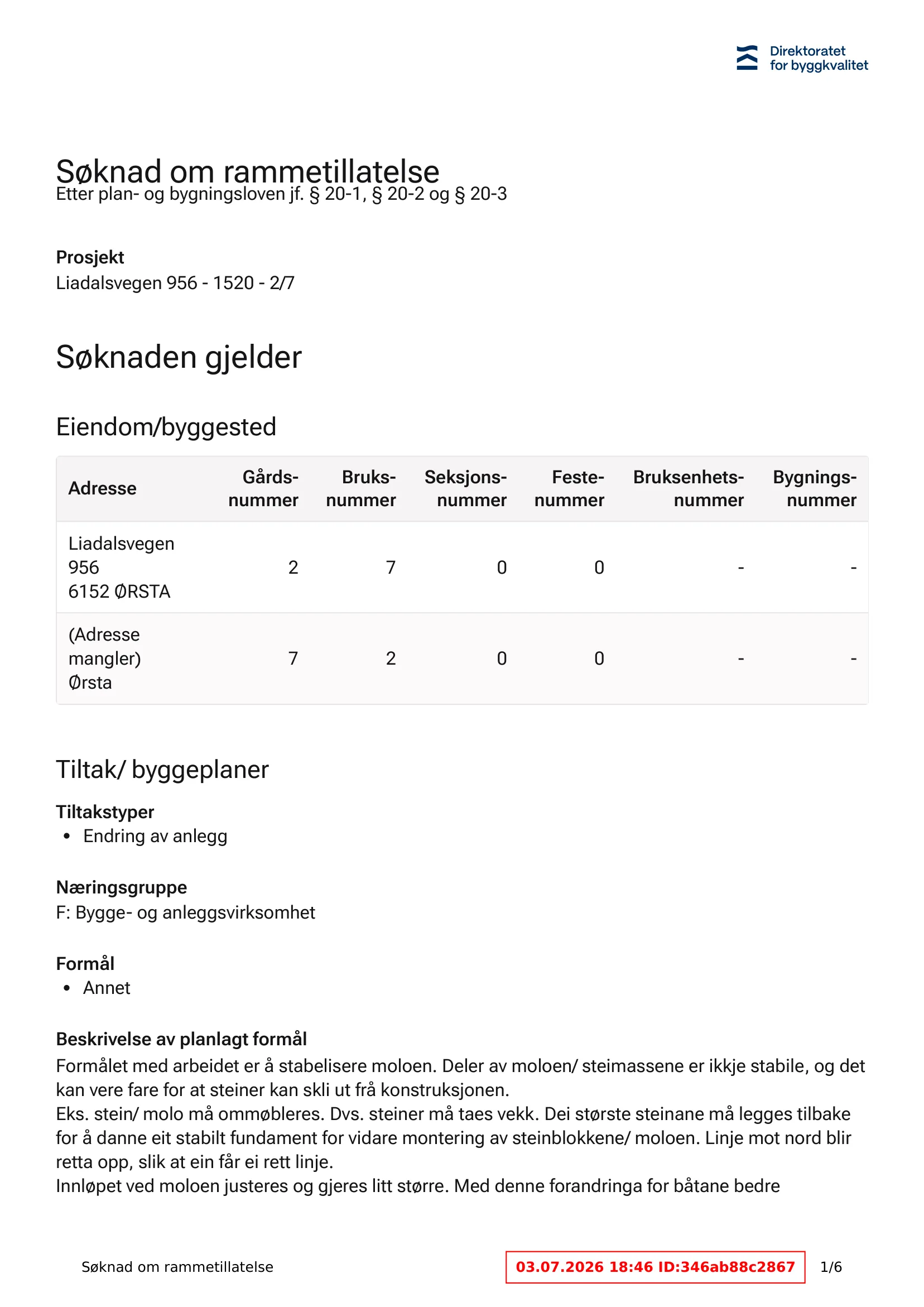 Søknad om rammetillatelse