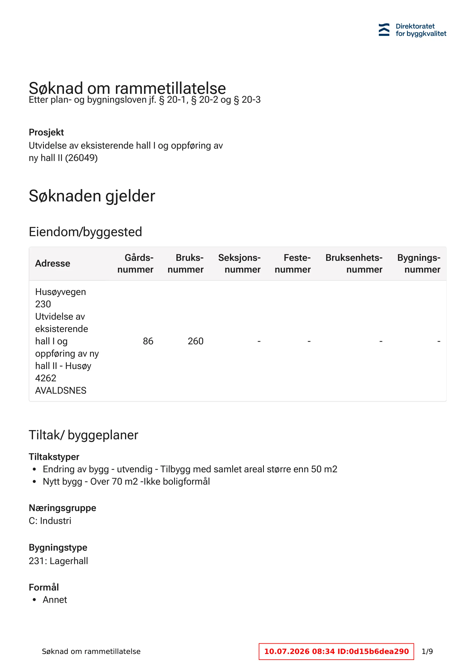 Søknad om rammetillatelse