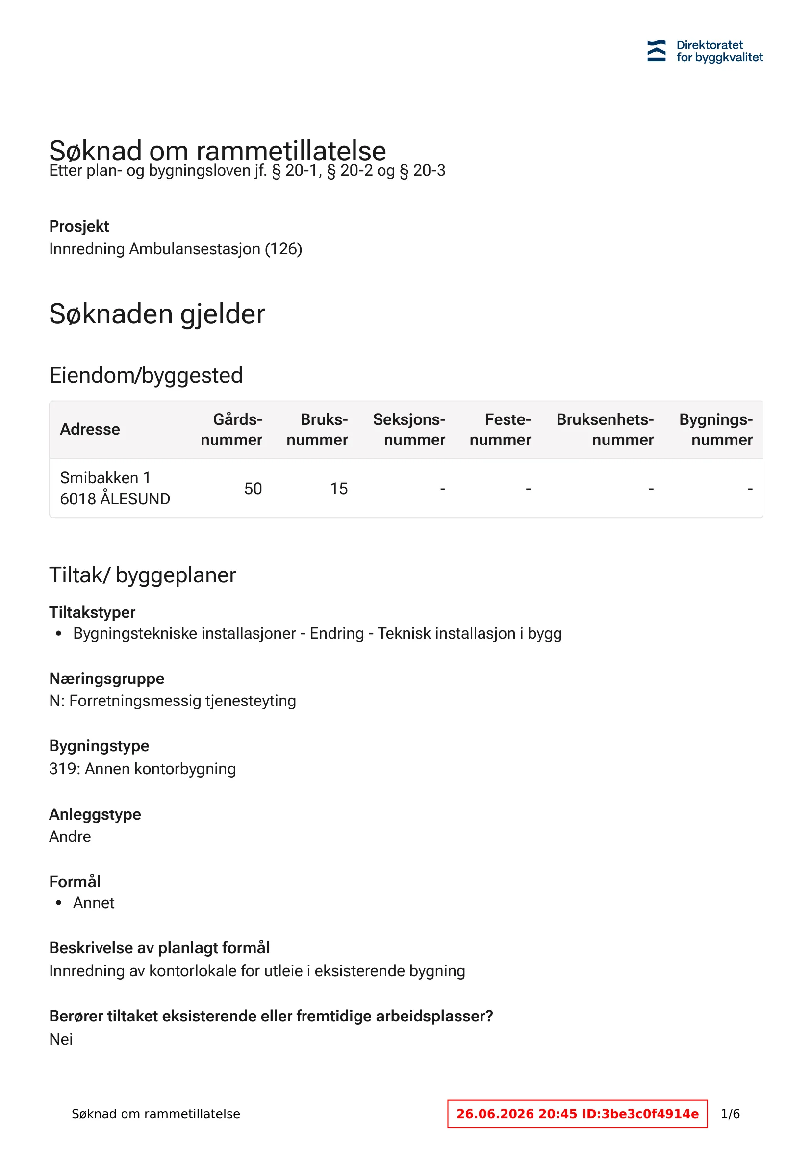 Søknad om rammetillatelse