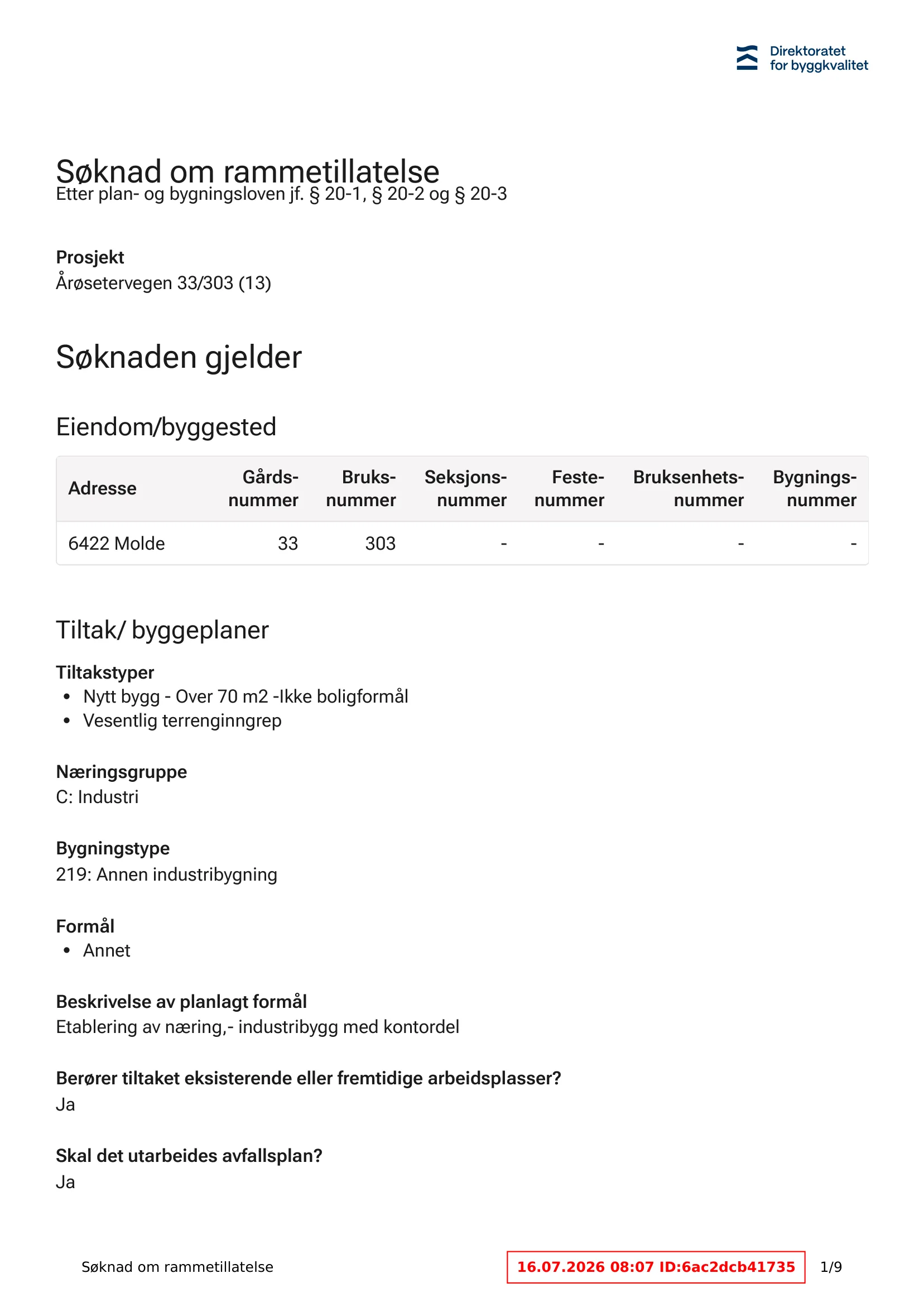 Søknad om rammetillatelse