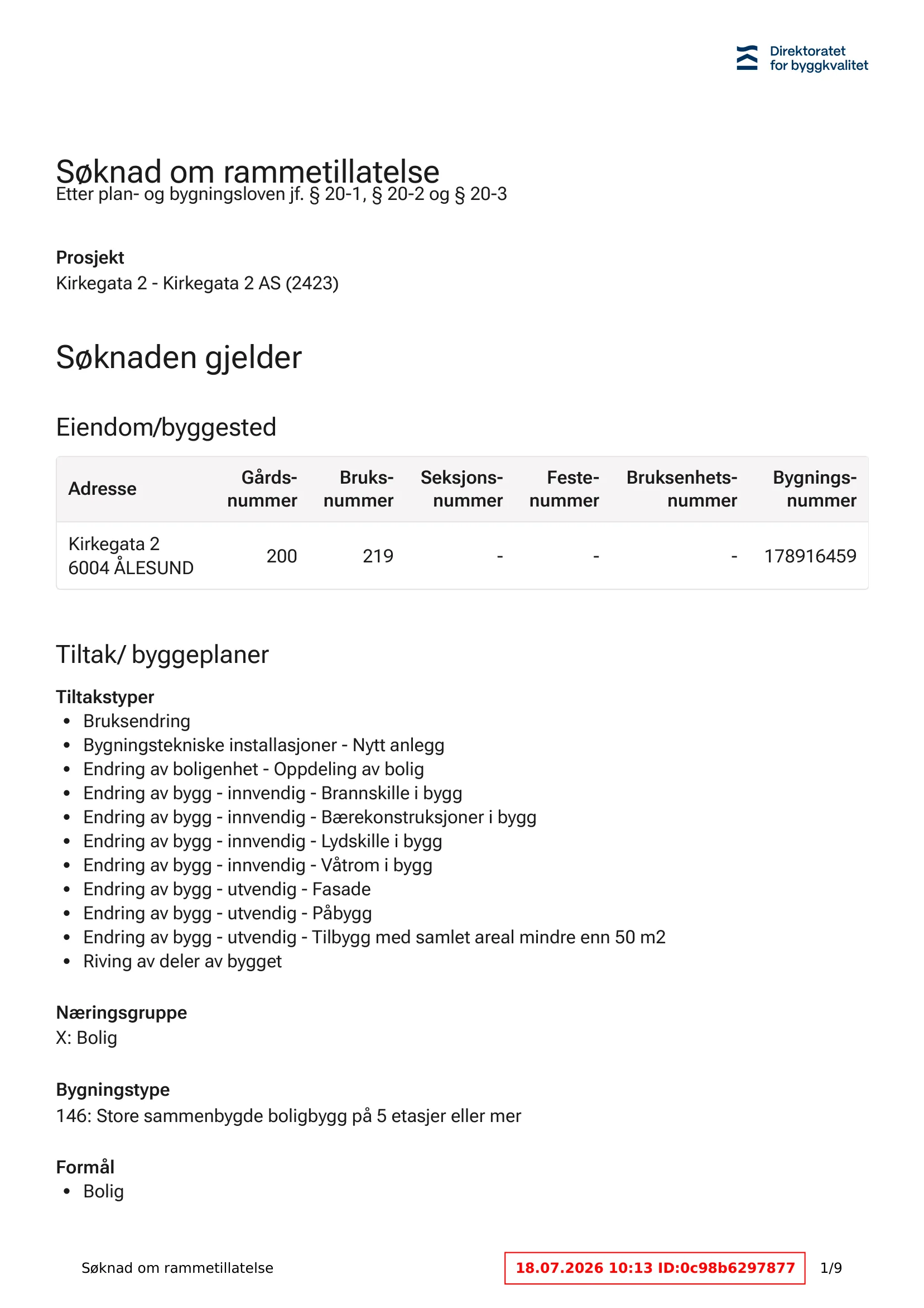 Søknad om rammetillatelse