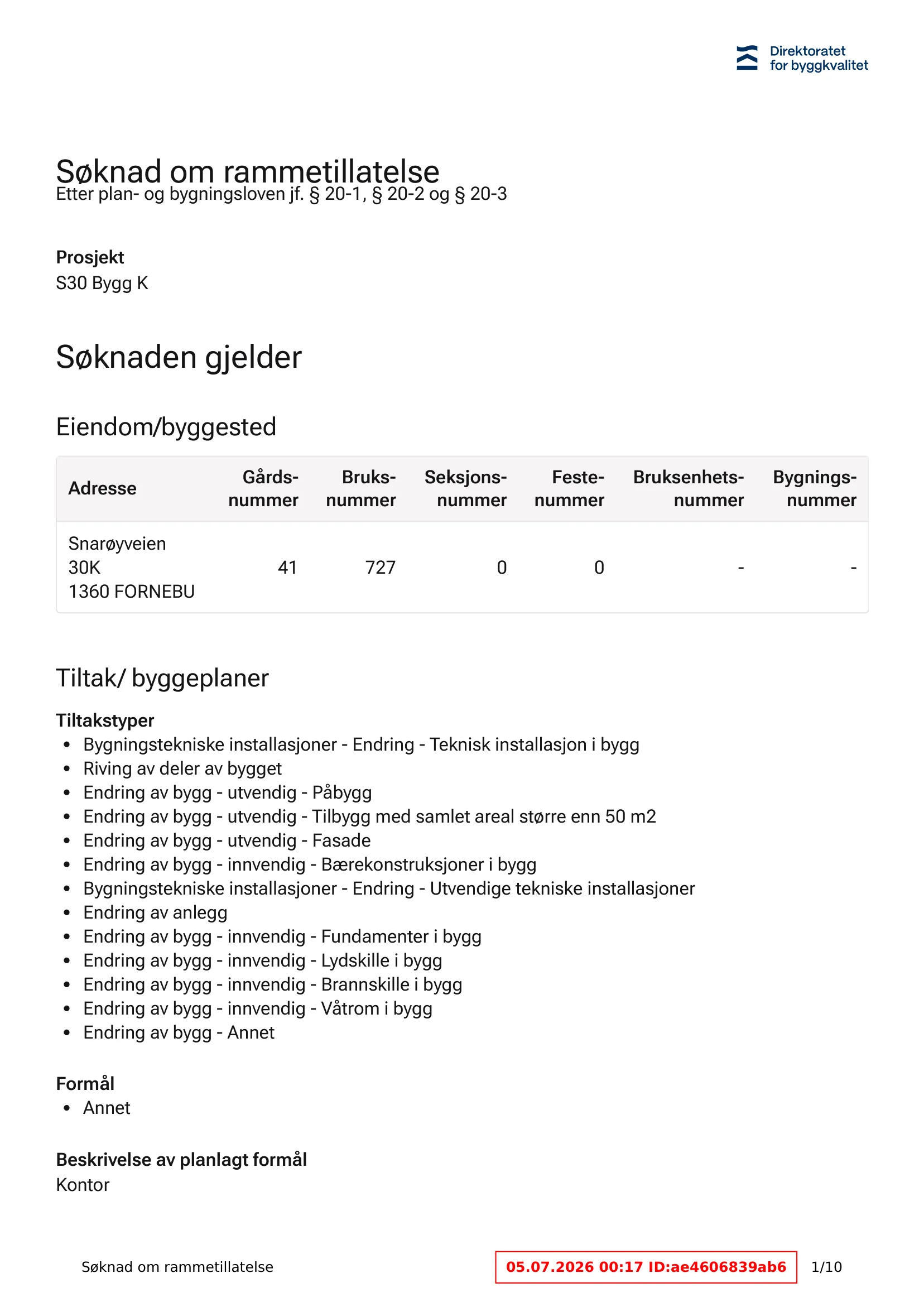 Søknad om rammetillatelse