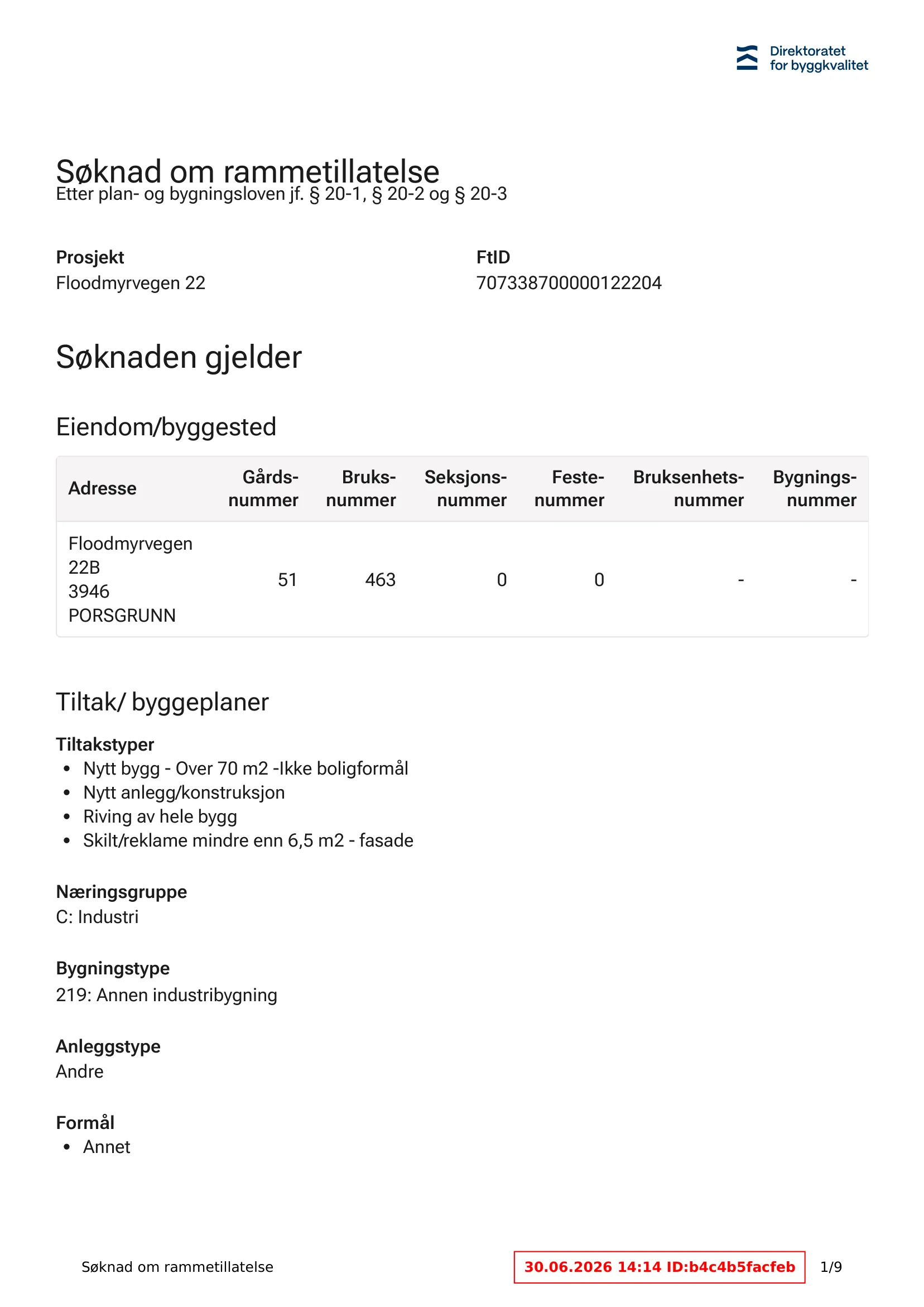 Søknad om rammetillatelse