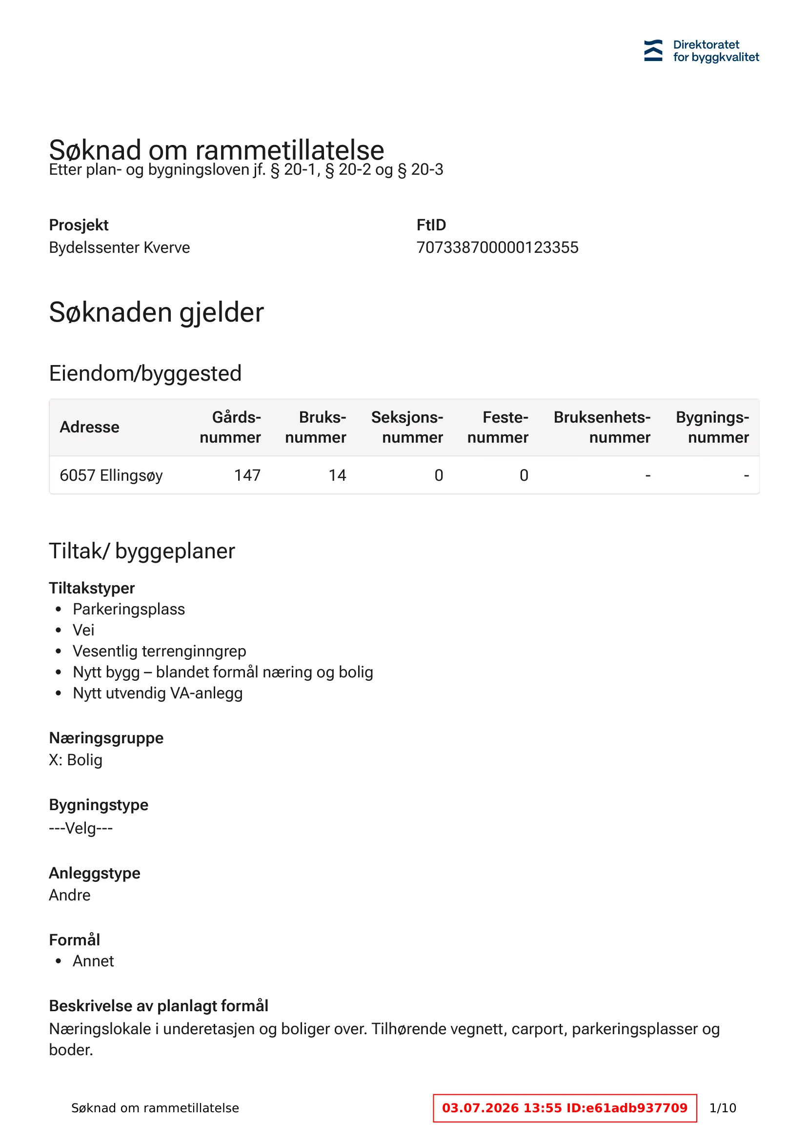Søknad om rammetillatelse