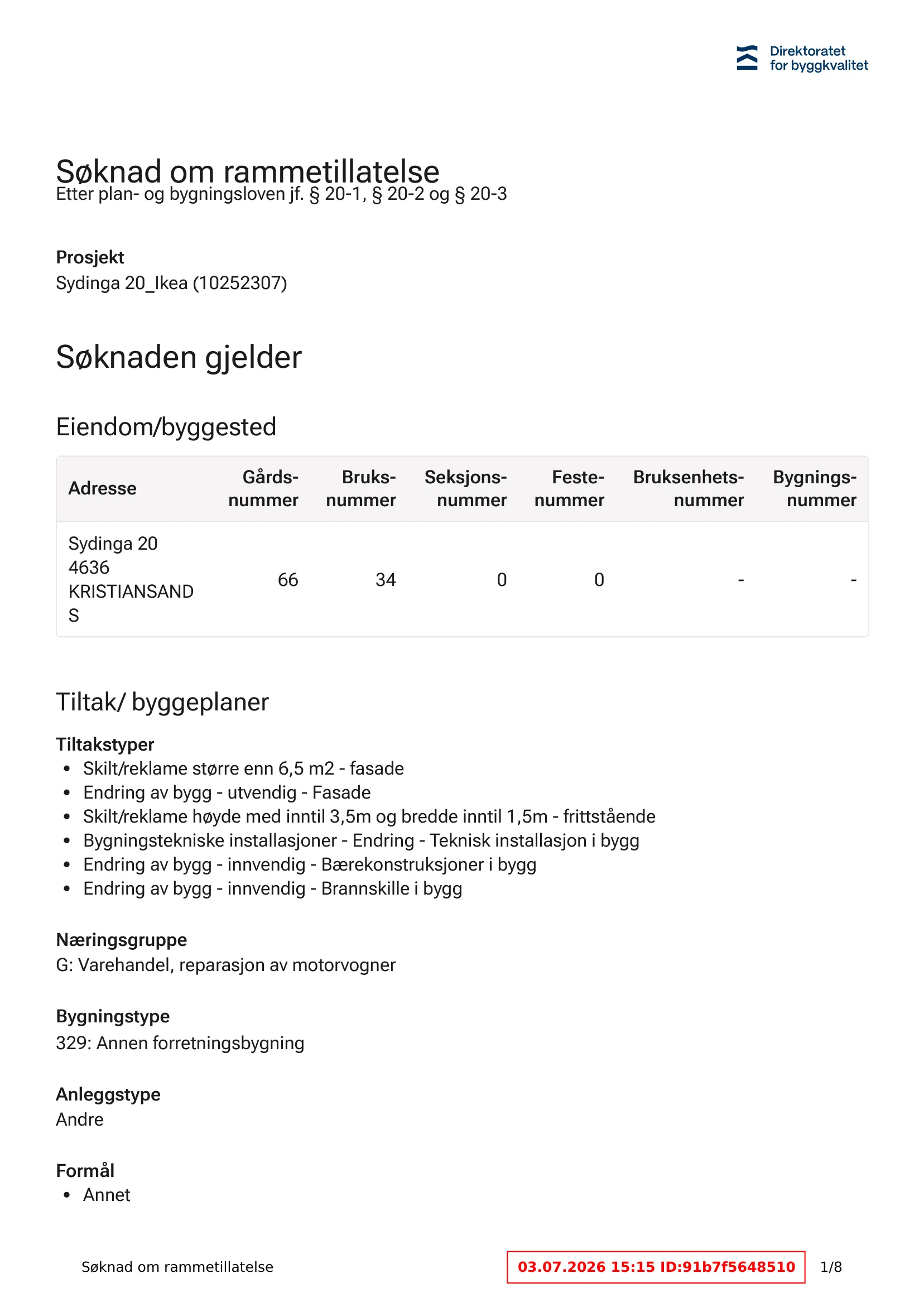 Søknad om rammetillatelse