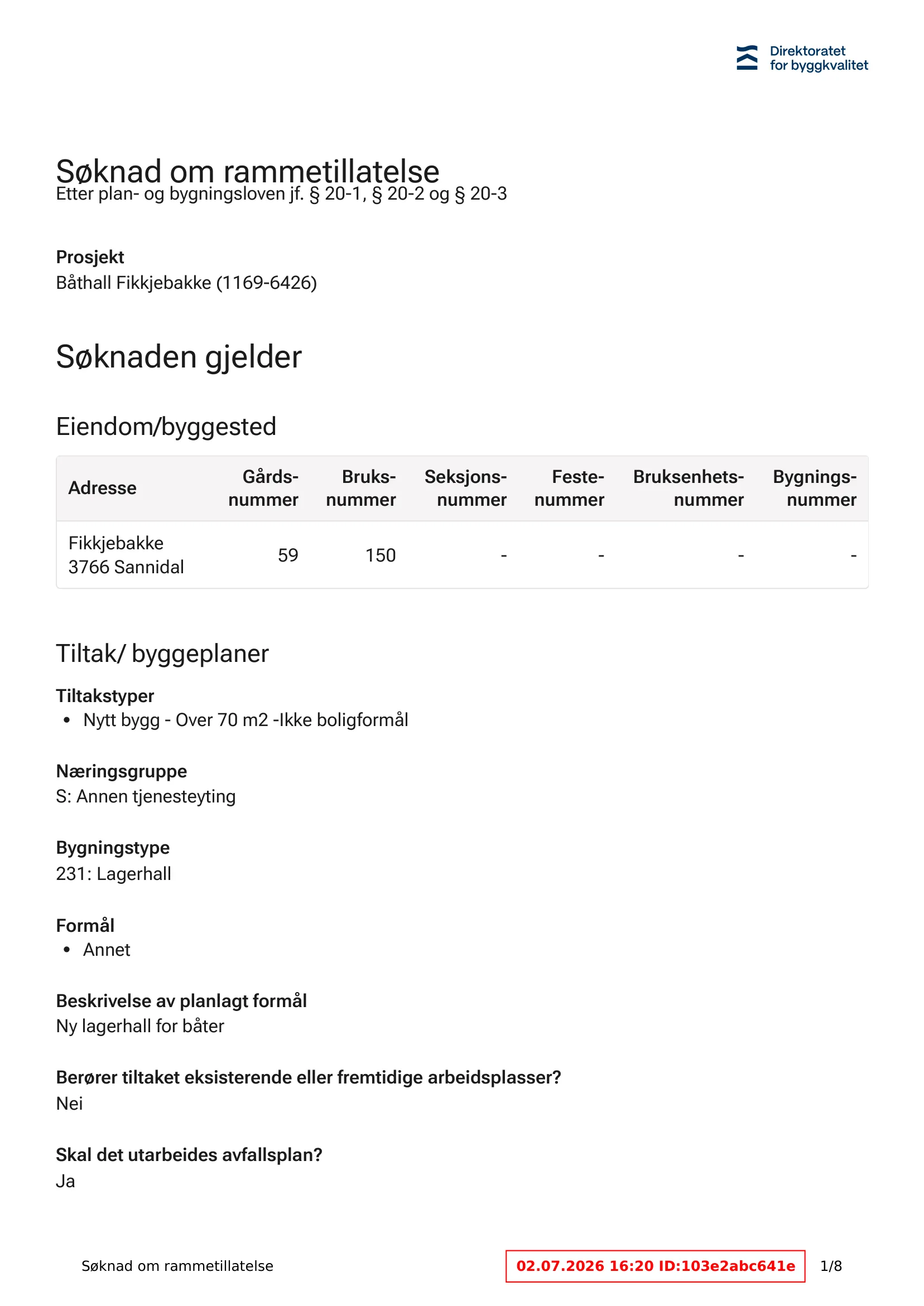 Søknad om rammetillatelse