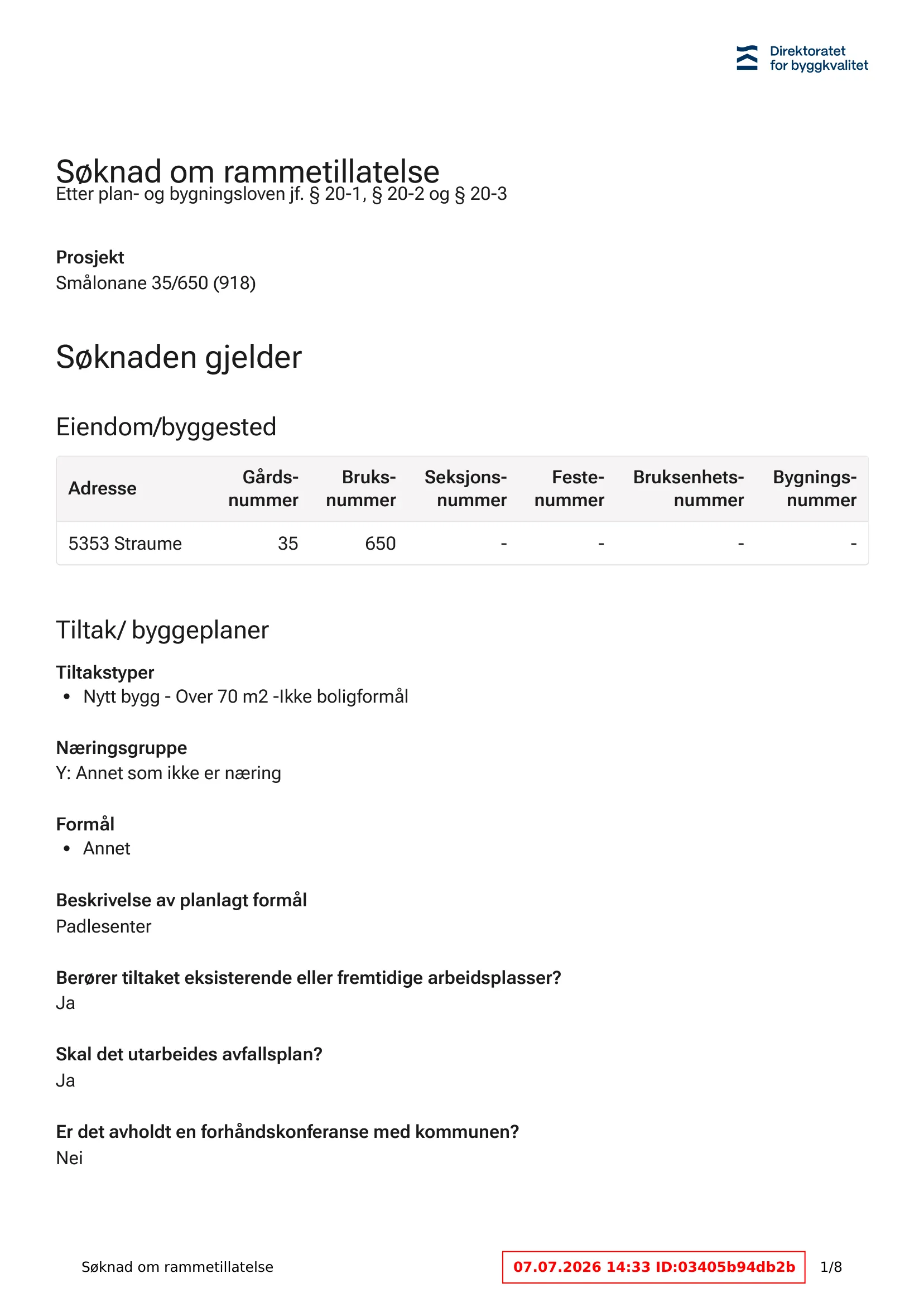 Søknad om rammetillatelse
