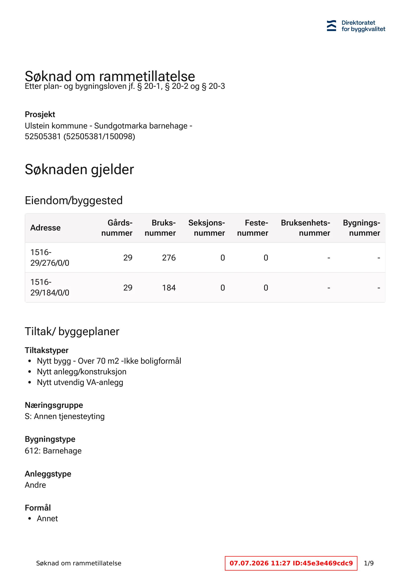 Søknad om rammetillatelse