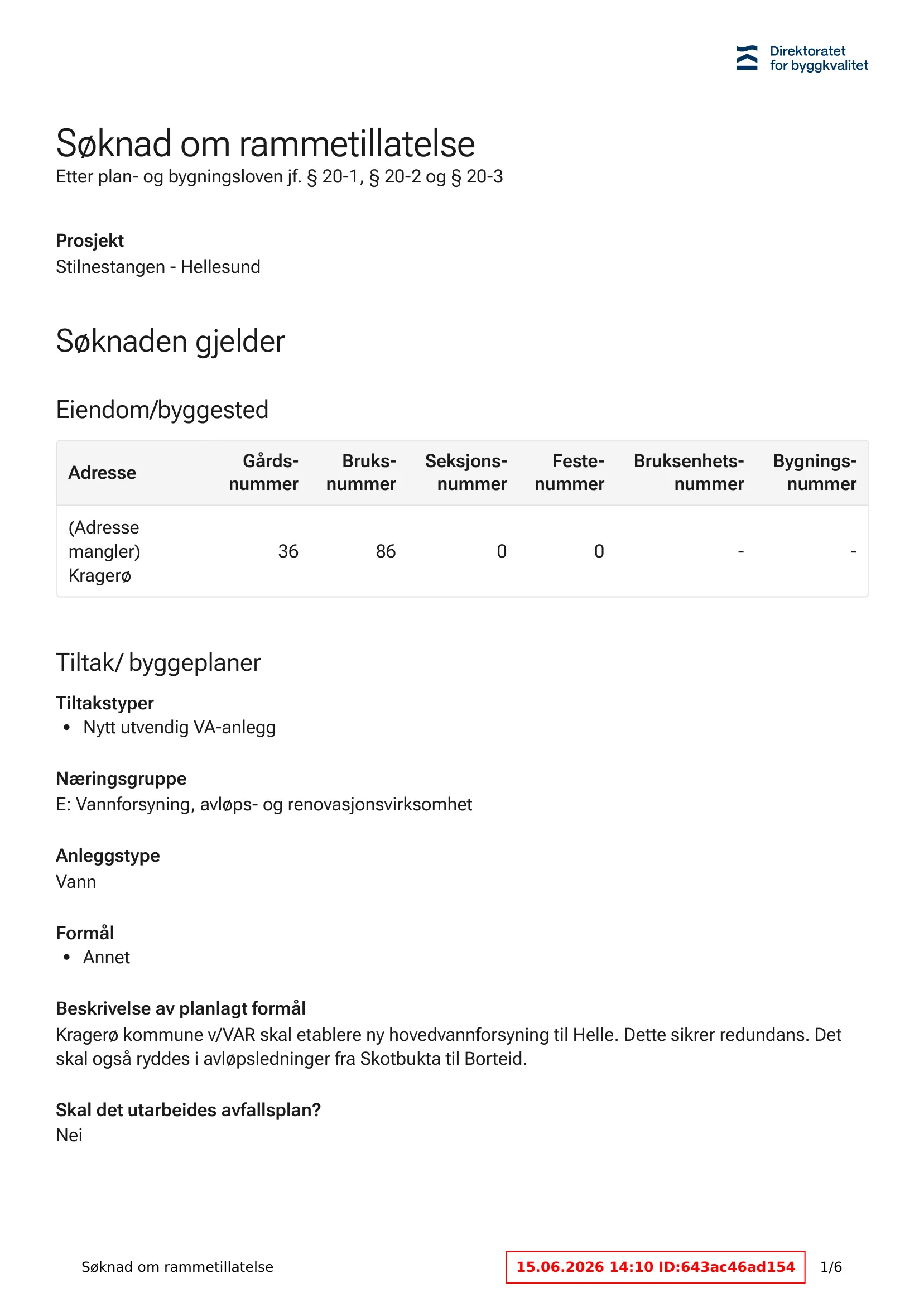 Søknad om rammetillatelse