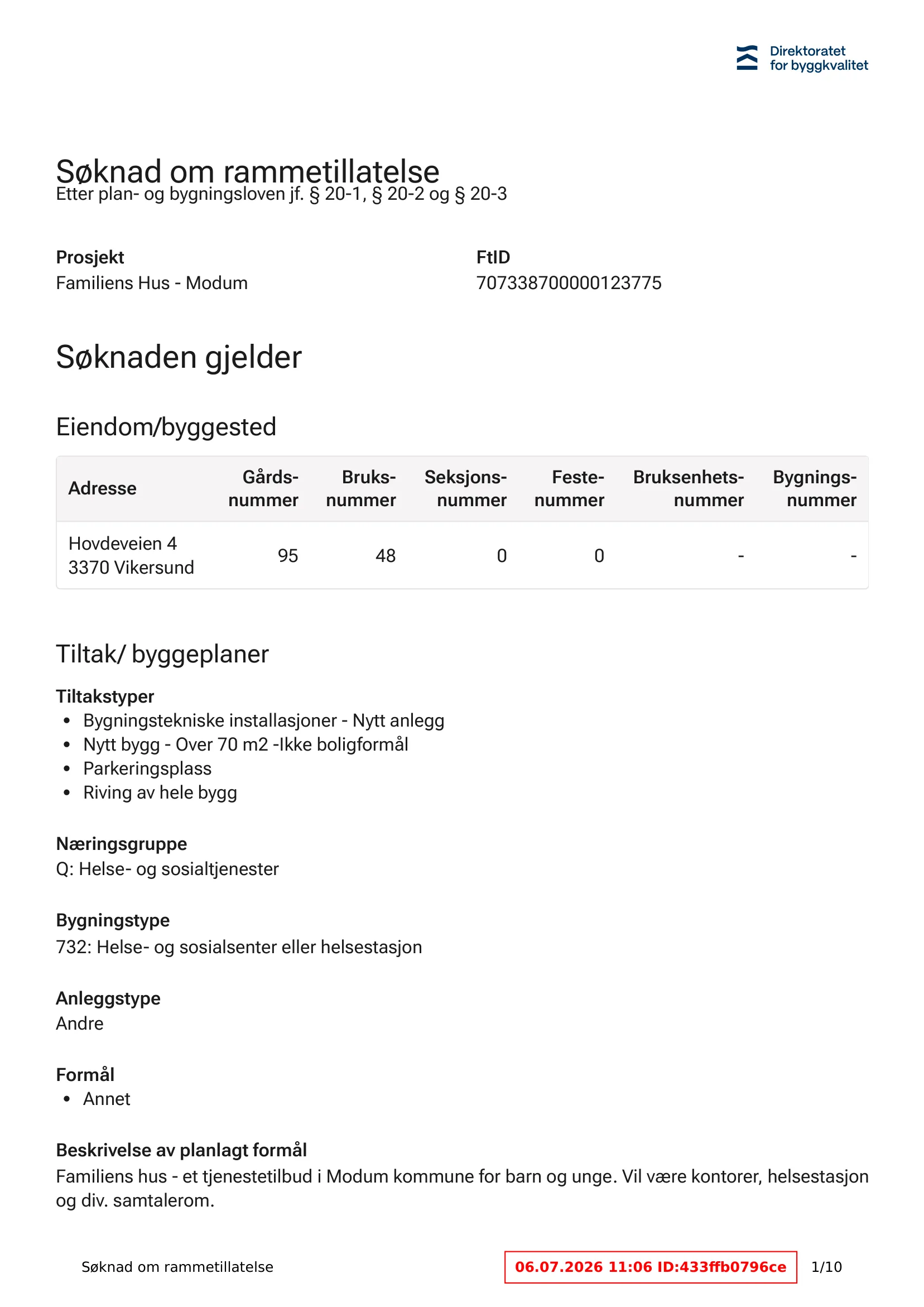 Søknad om rammetillatelse