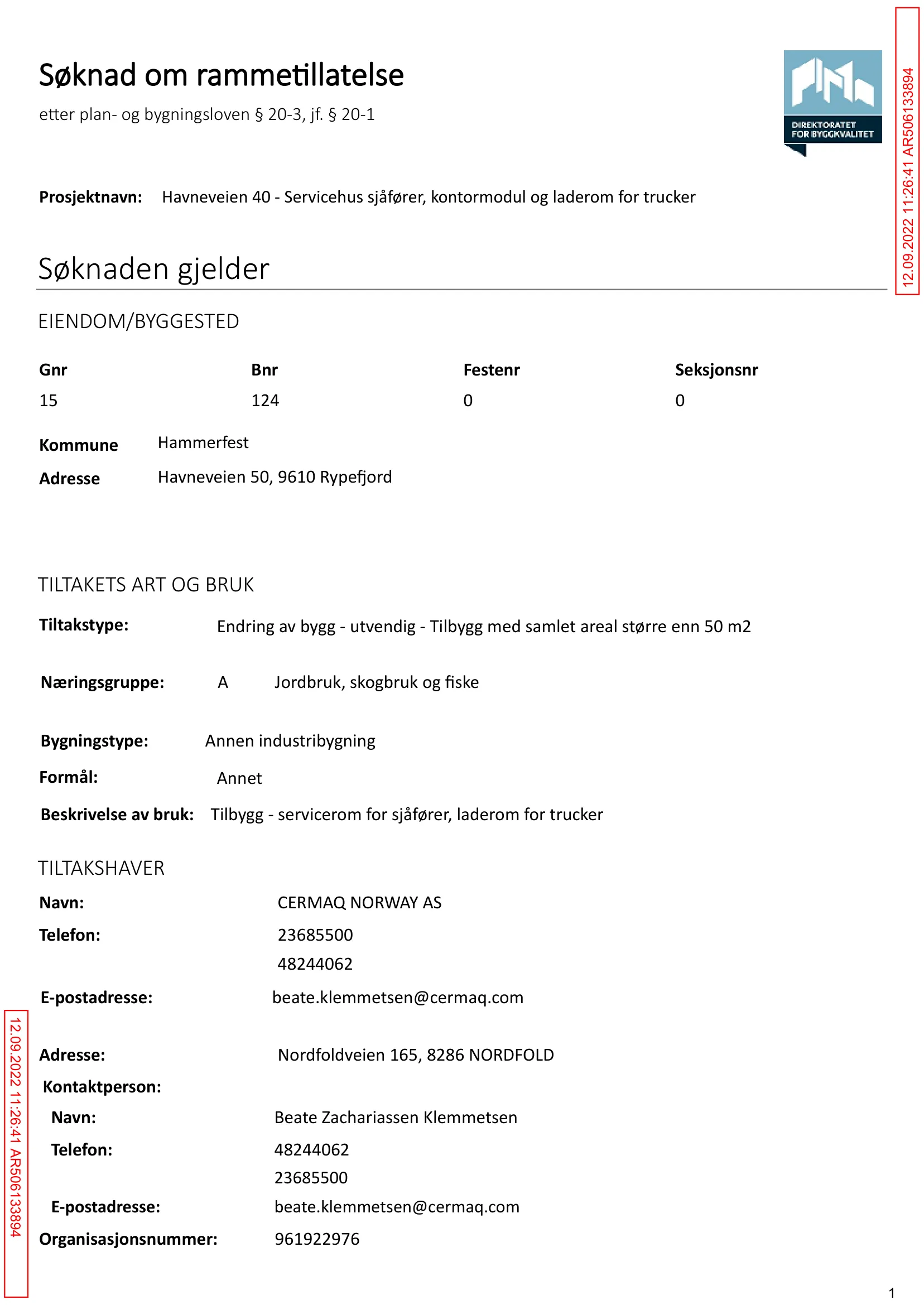 Søknad om rammetillatelse