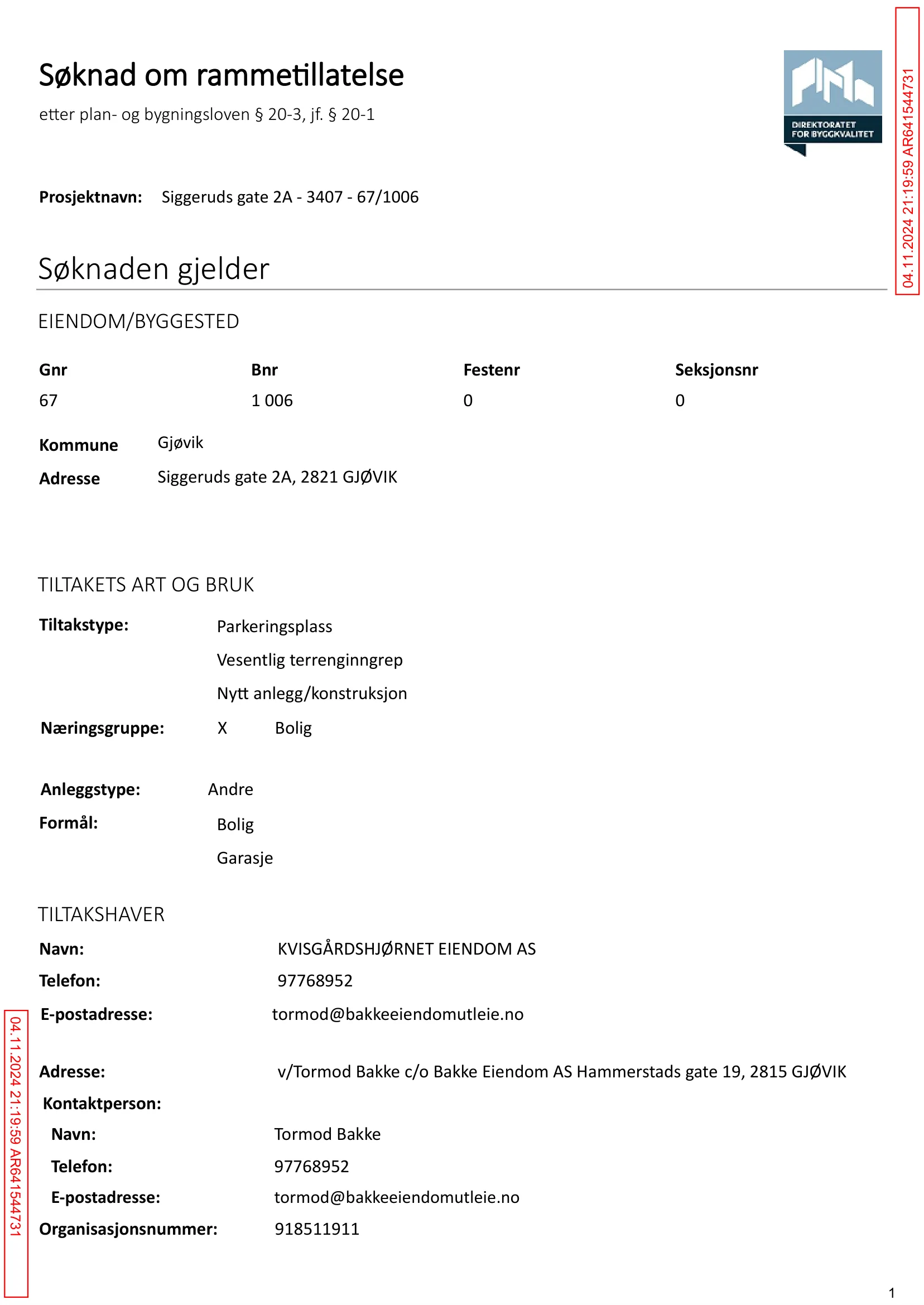 Søknad om rammetillatelse