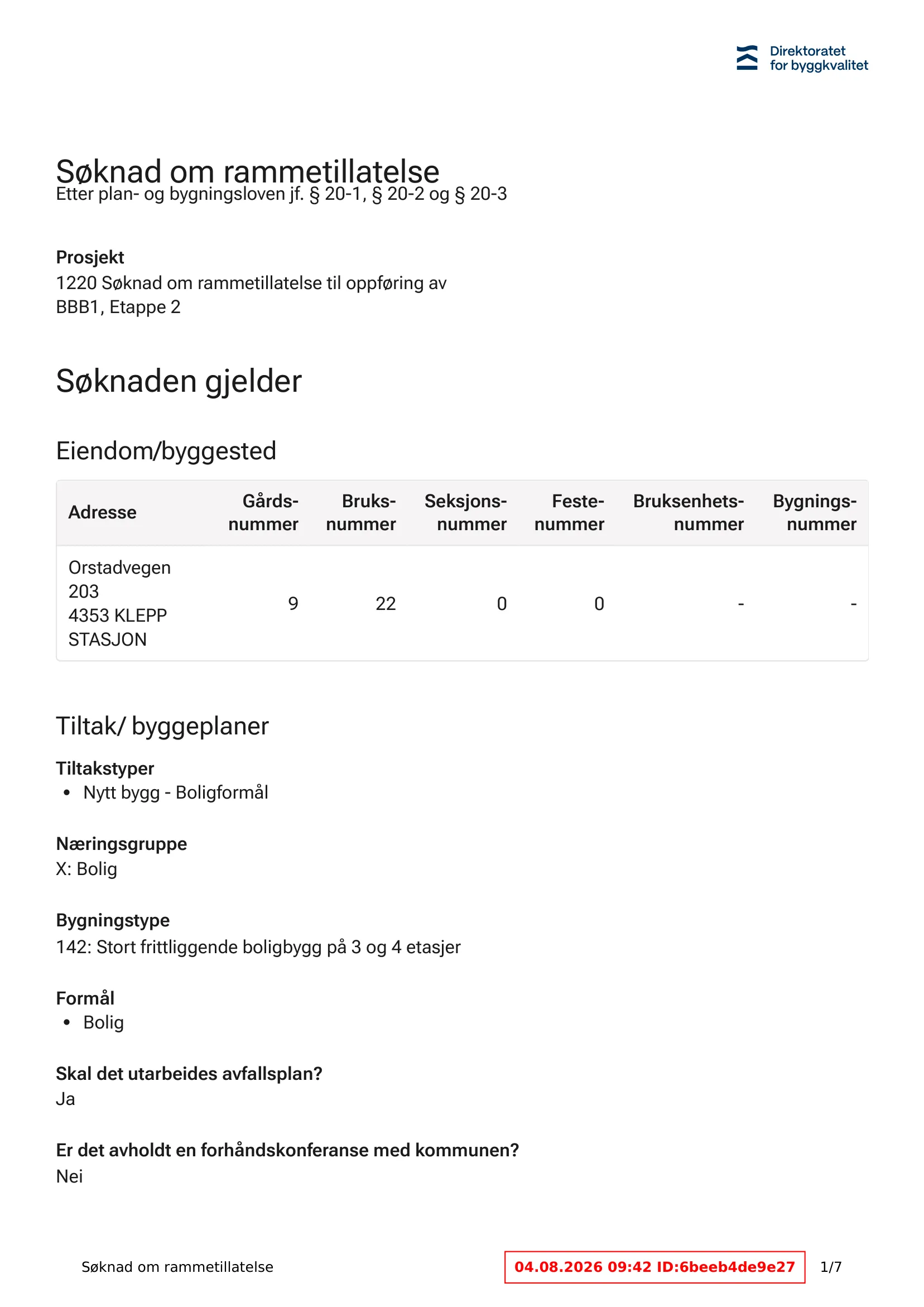 Søknad om rammetillatelse