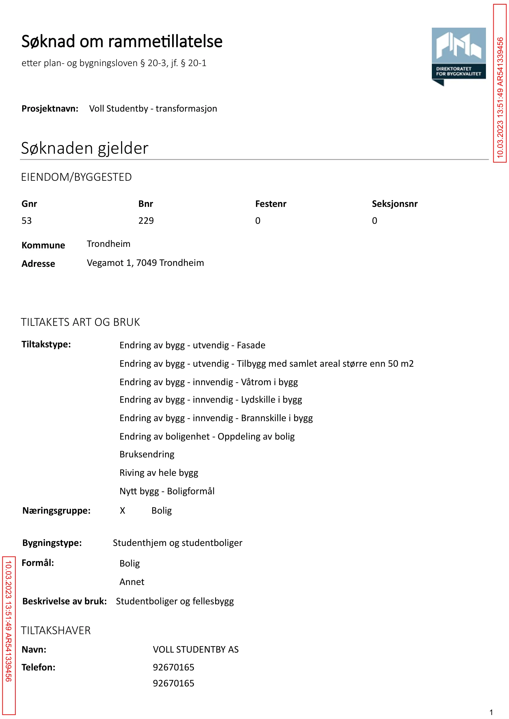 Søknad om rammetillatelse